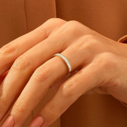 3.36 Ct Gold Wedding Band With Half Eternity Stacking Diamond Ring