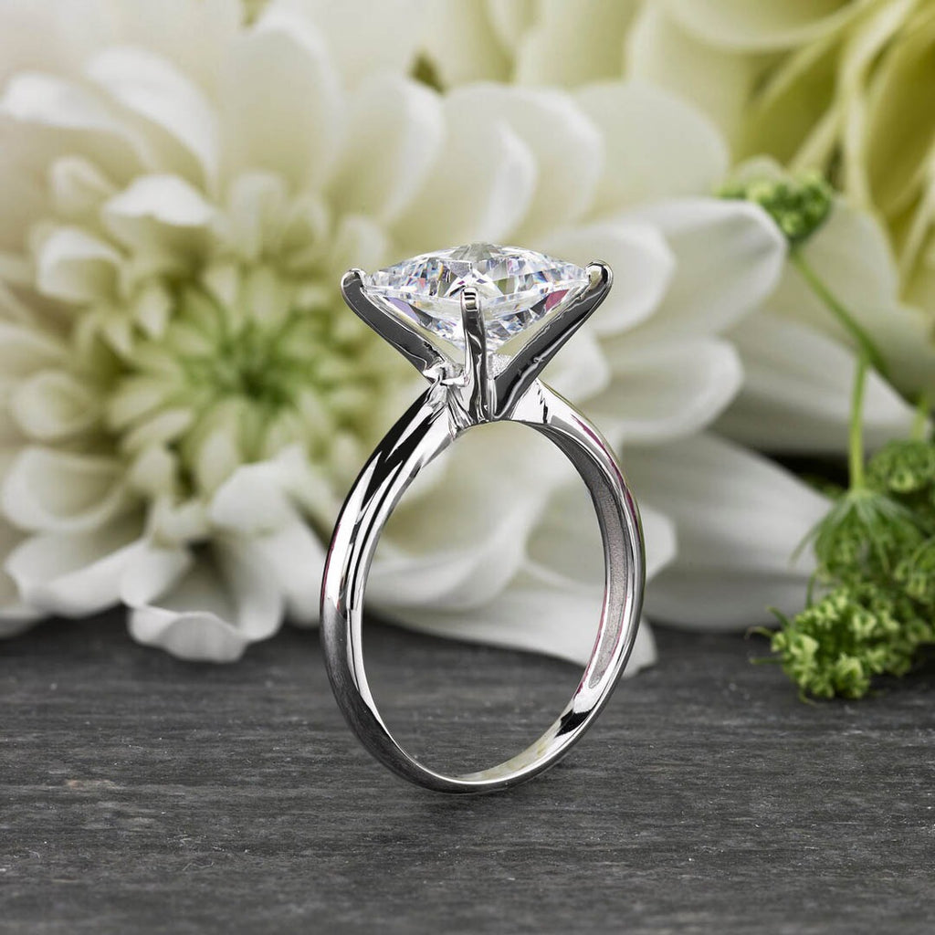 3.00 Ct Princess Cut Solitaire Engagement Ring 14k White Gold Plated