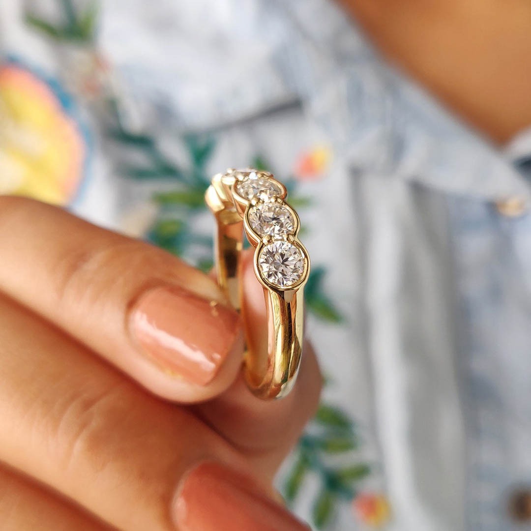 2.00 Ct Round Diamond Wedding Ring With Six Stone Engagement Ring