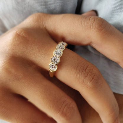 2.00 Ct Round Diamond Wedding Ring With Six Stone Engagement Ring