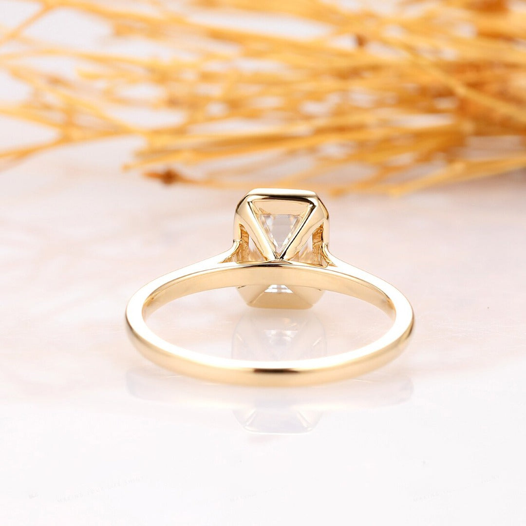 2.00 Ct Emerald Cut Ring With 14K Yellow Gold Engagement Ring