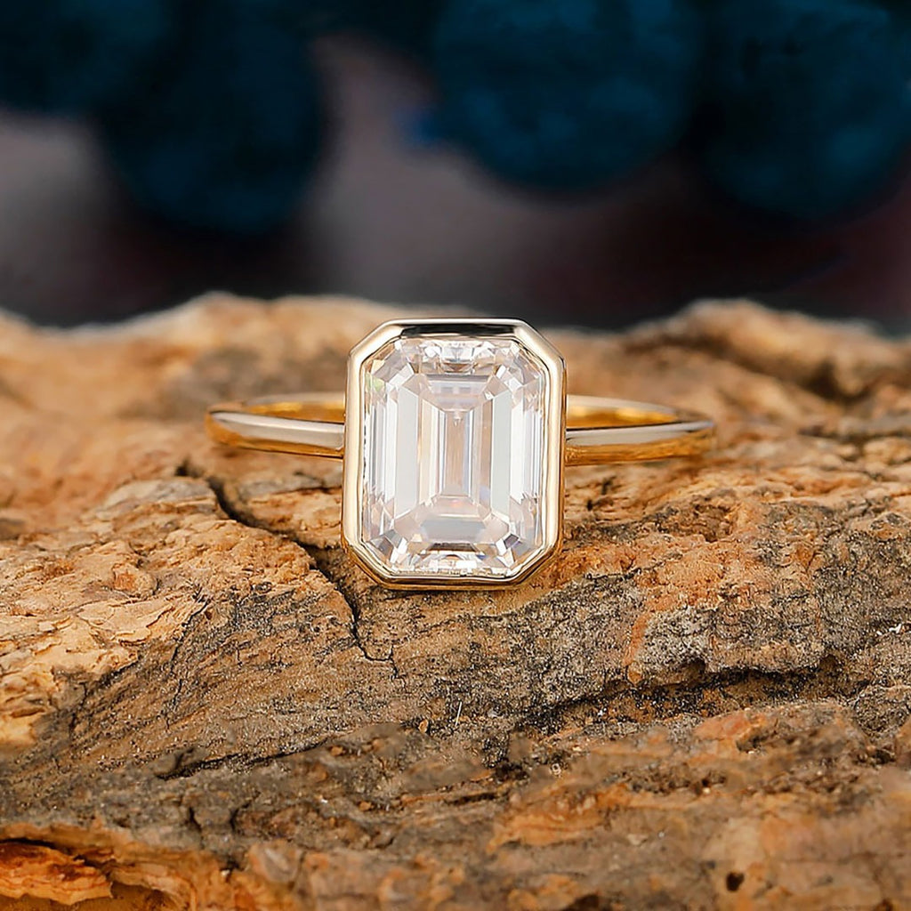 2.00 Ct Emerald Cut Engagement Ring With 14k Yellow