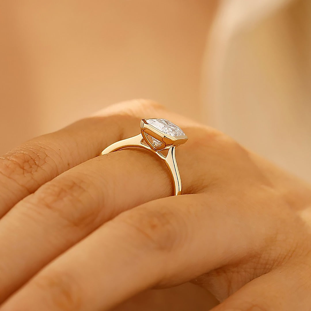 2.00 Ct Emerald Cut Engagement Ring With 14k Yellow