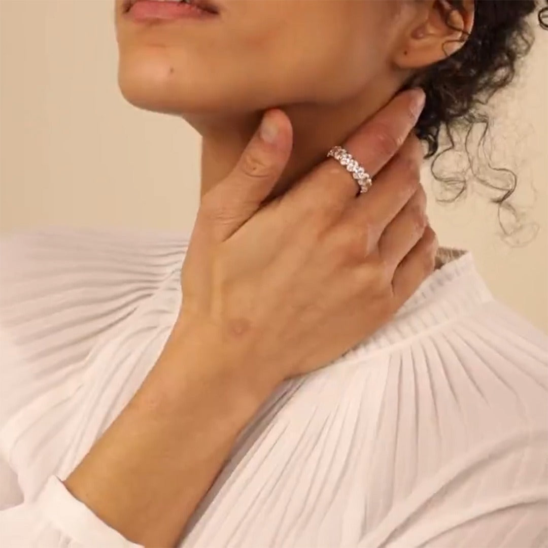 3.00 Ct Oval Diamond Wedding Band, Shared Prong Set Diamond Eternity Ring