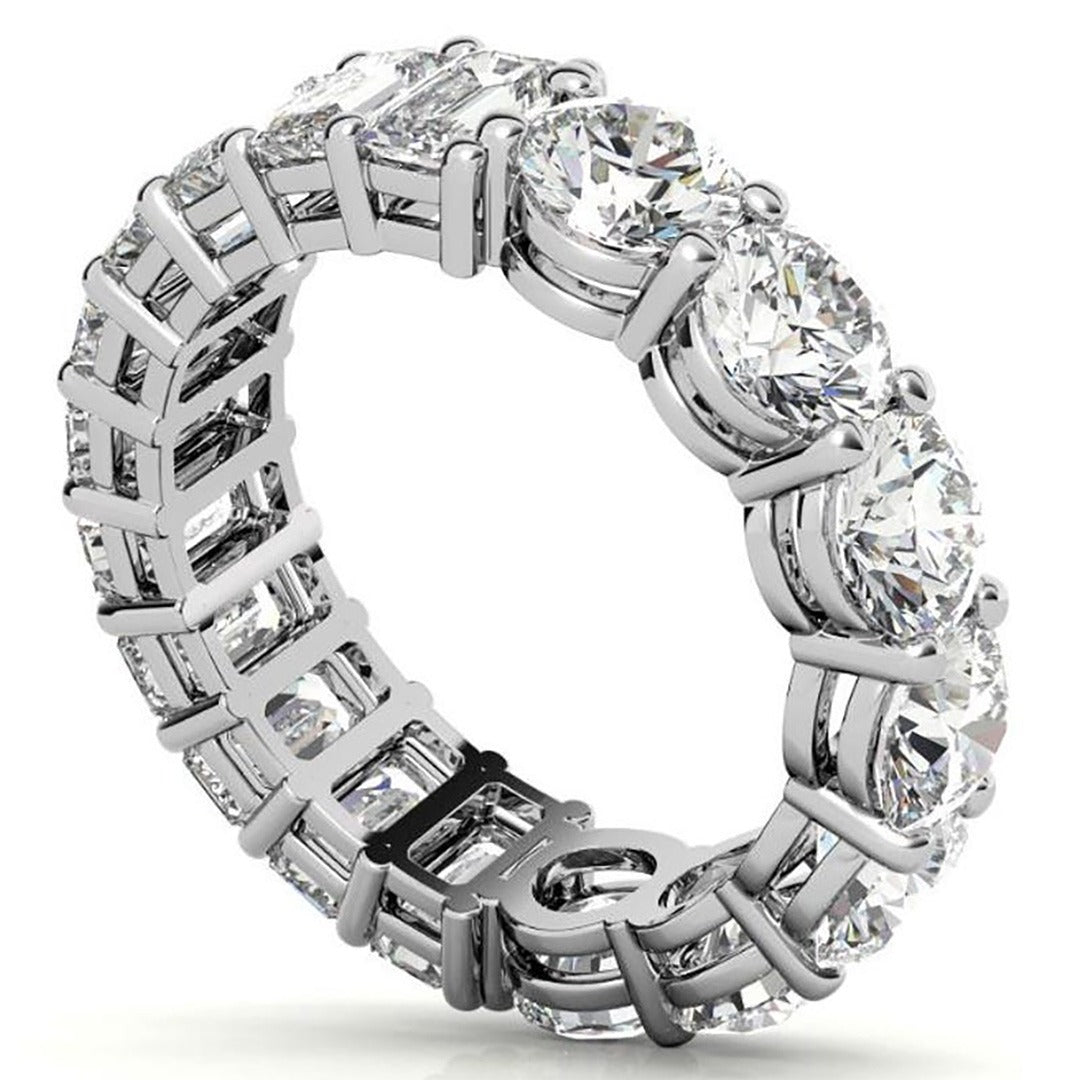 6.58 Ct Oval & Emerald Cut Lab Grown Diamond Eternity Band Ring