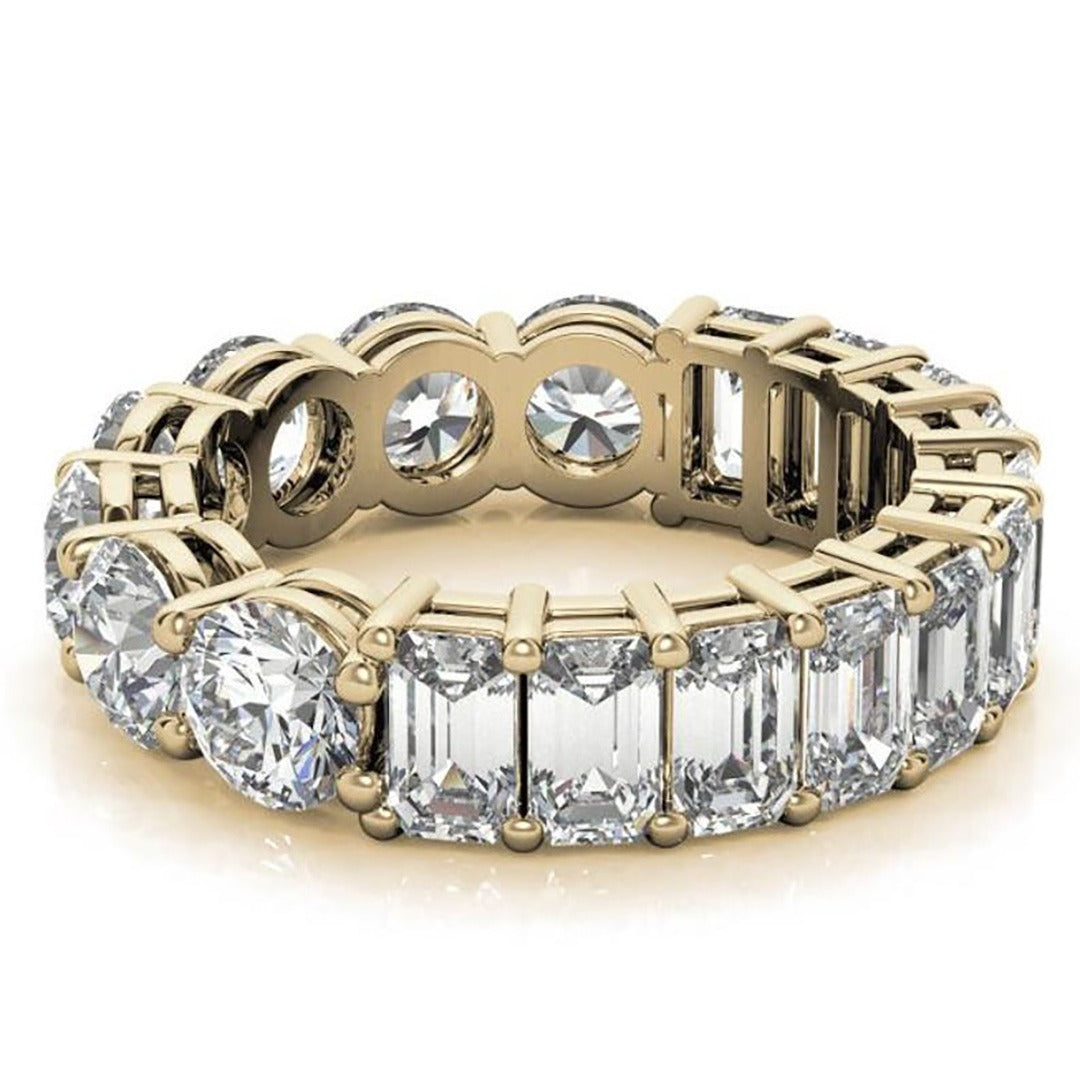 6.58 Ct Oval & Emerald Cut Lab Grown Diamond Eternity Band Ring