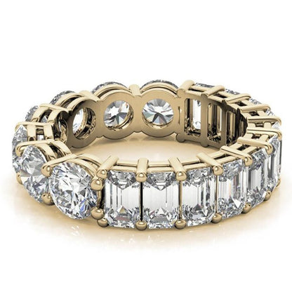6.58 Ct Oval & Emerald Cut Lab Grown Diamond Eternity Band Ring