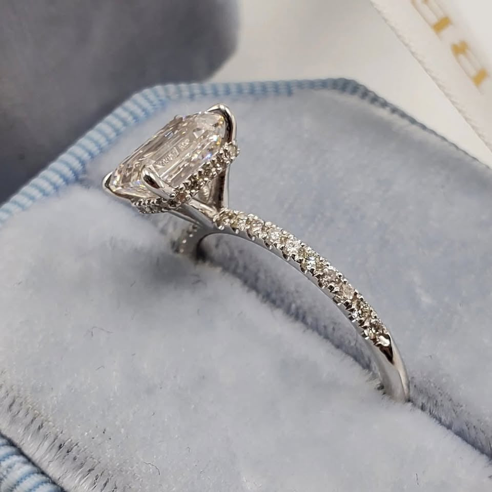 2.75 Ct Elongated Emerald Cut With 14k Solid White Gold Solitaire Ring