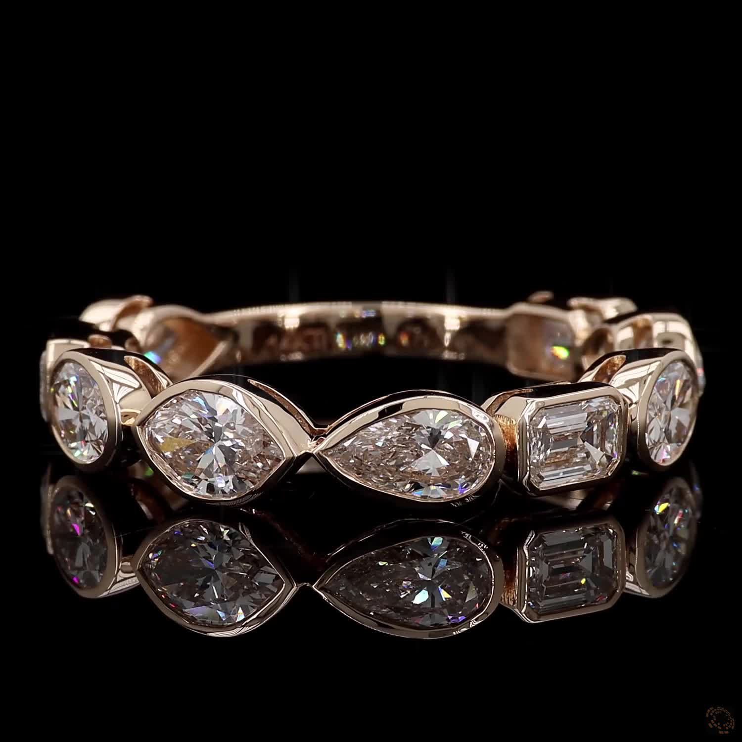 2.56 Ct Multi-Shape Bezel-Set Diamond Eternity Band / Confetti Mixed-Cut Diamond Ring