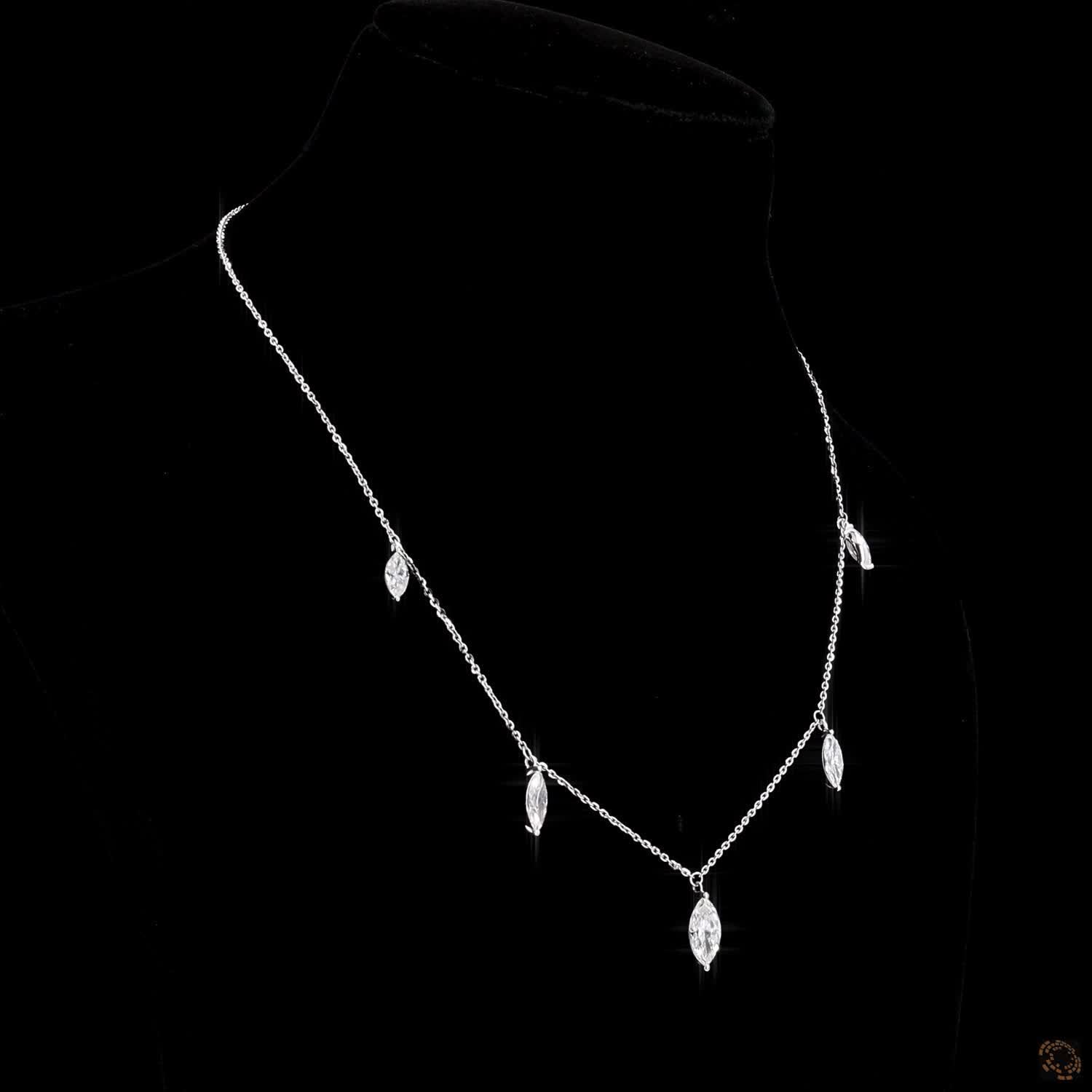 4.35 Ct Multi-Stone Marquise Diamond Drop Charm Fashion Necklace