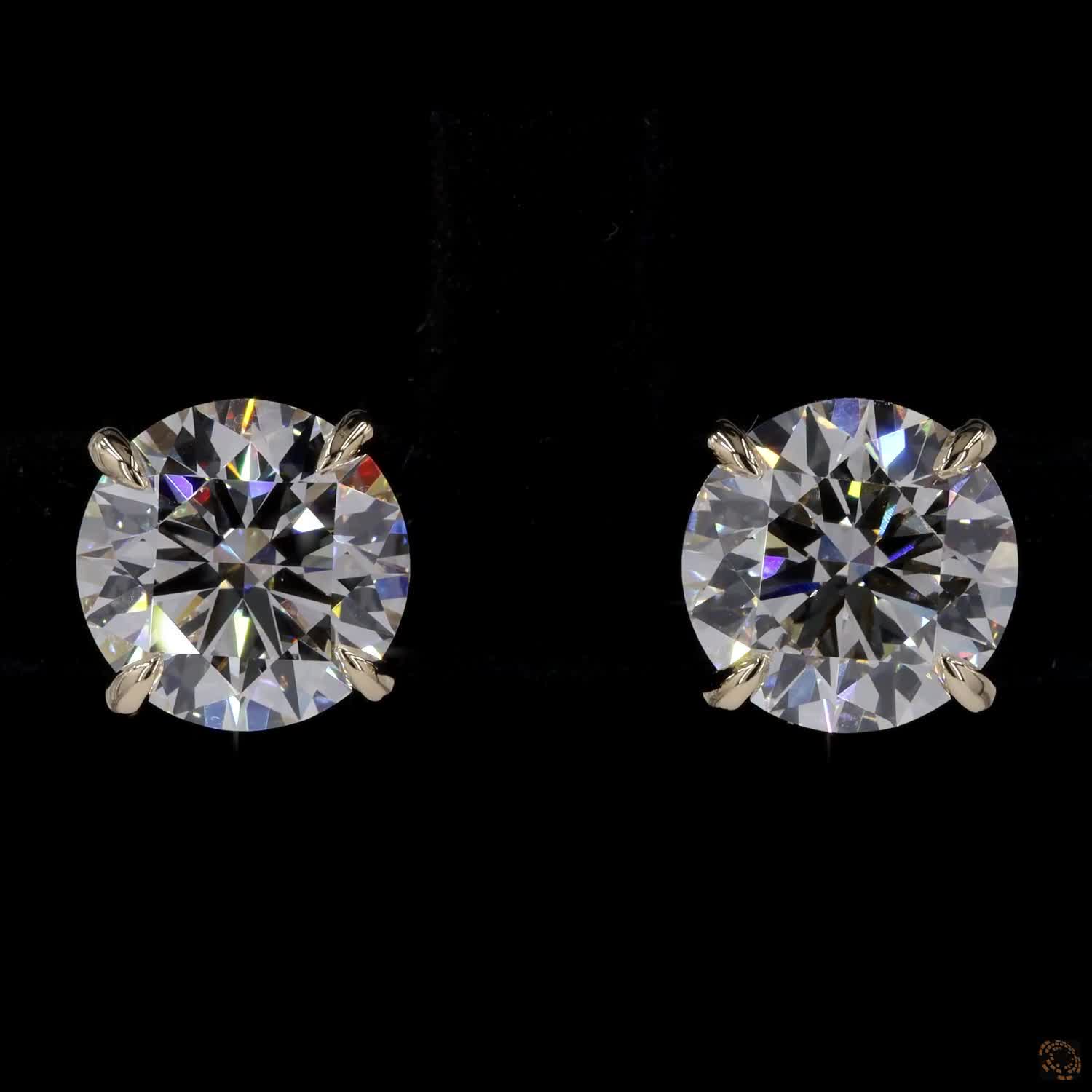 5.09 Ct 3-Prong Martini Setting Round Diamond Stud Earrings