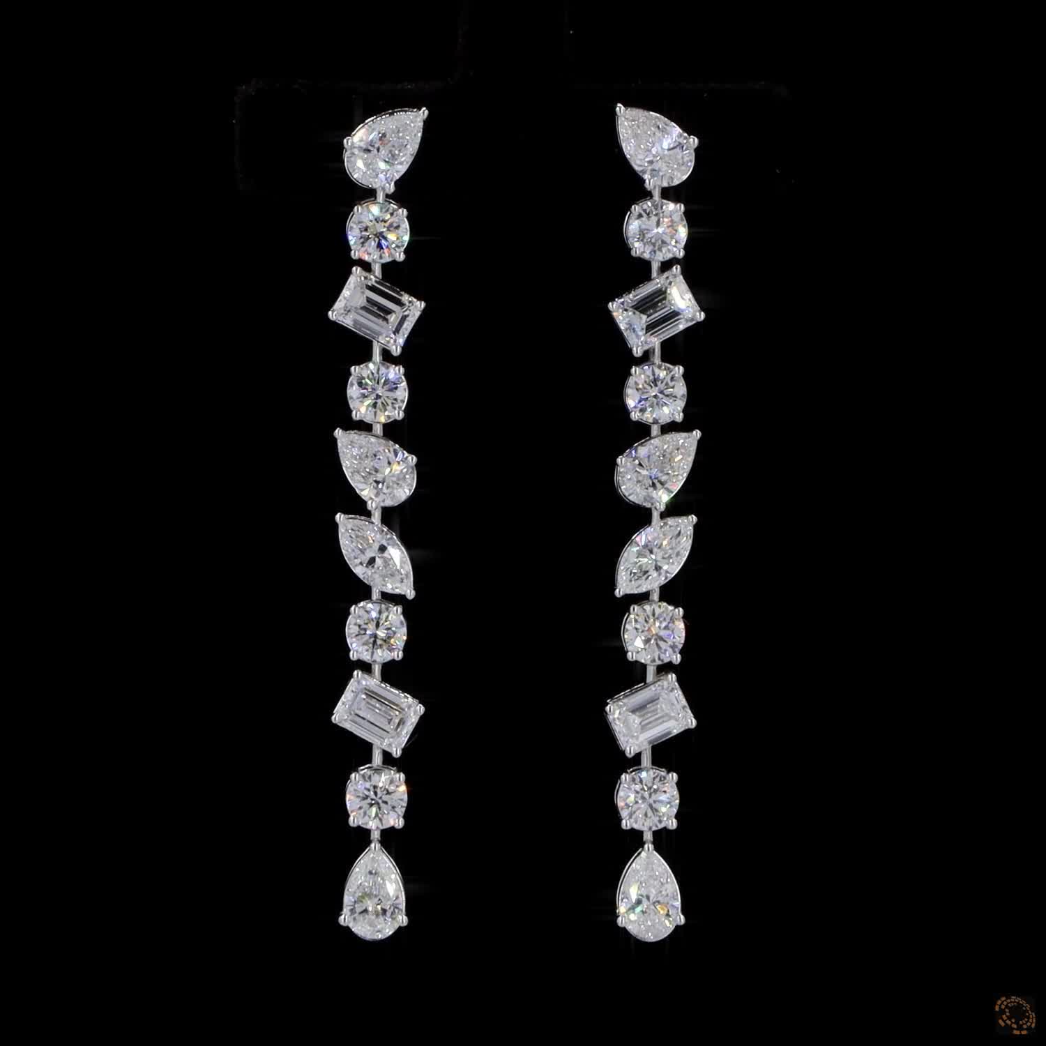 4.49 Ct Lab Grown Diamond - Multi Shape Drop Earrings