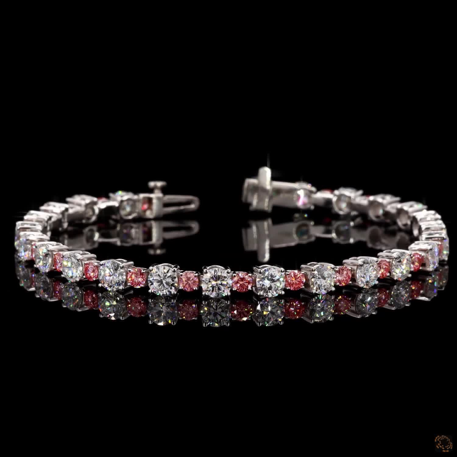 9.43 Cts 14K WHITE GOLD Round Shape Tennis Bracelet