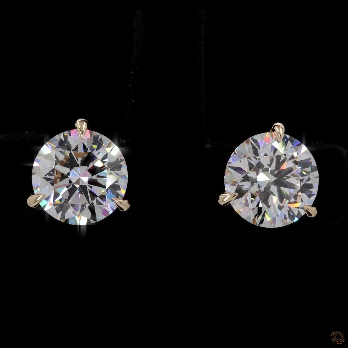 4.2 Ct Three-Prong Round Diamond Stud Earrings in 14K Yellow Gold