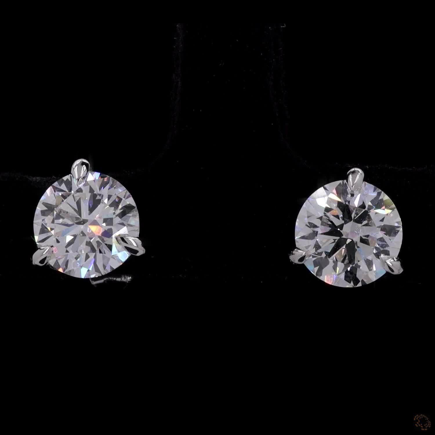 2.07 Ct White Gold Round Cut Solitaire Stud Earrings in 3-Prong Martini Setting