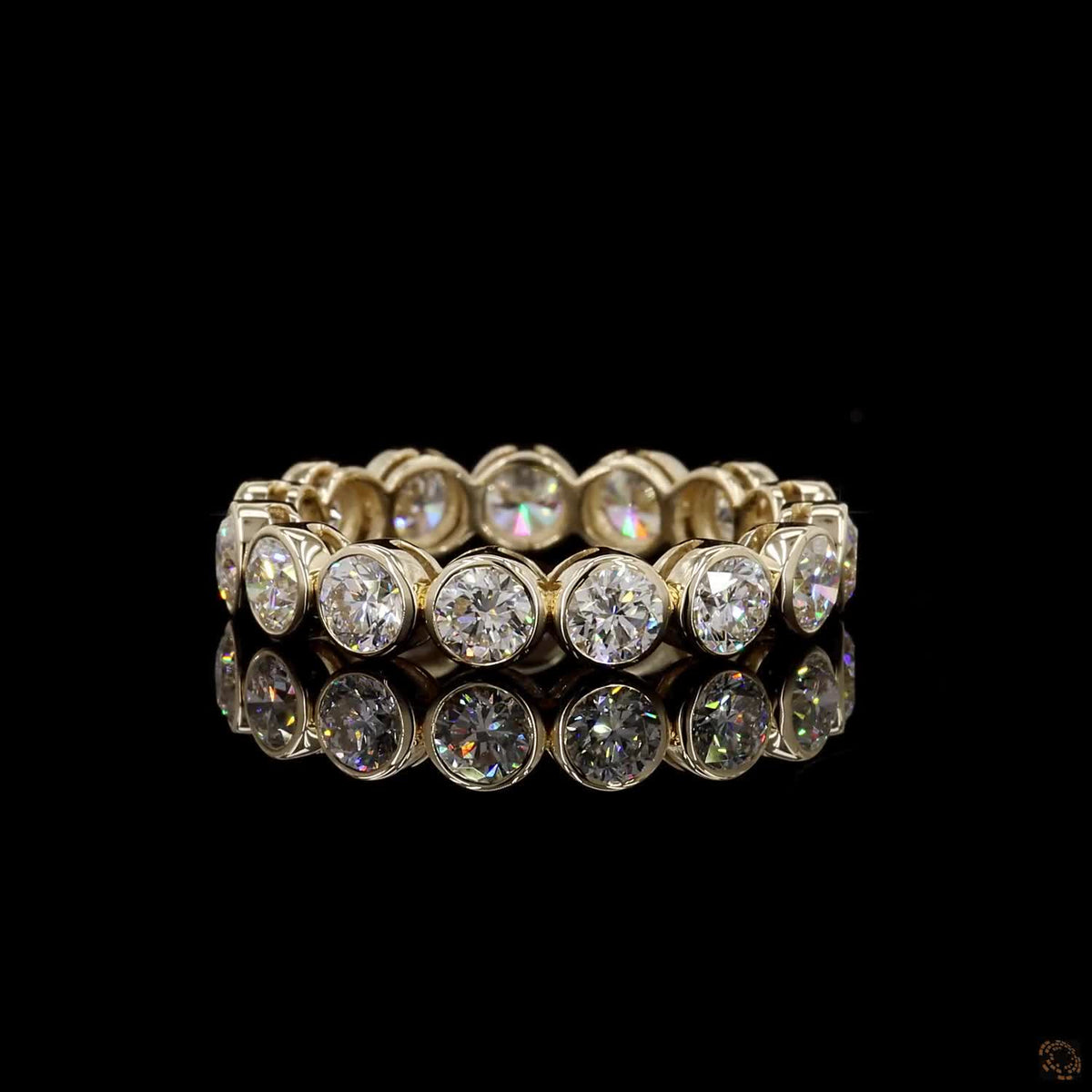 2.79 Ct Round Cut Diamond Bezel Eternity Band – 14KYellow Gold Floating Bezel Wedding Ring