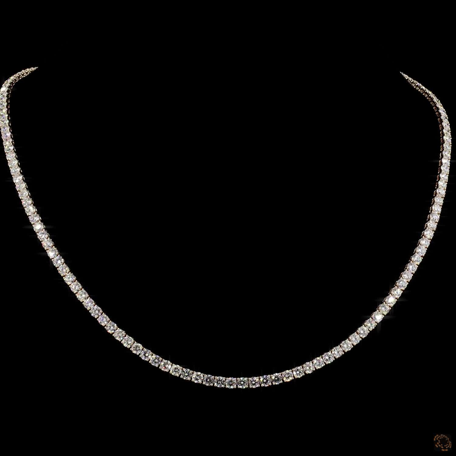 15.79 Ct 14K Yellow Gold Round Diamond Eternity Tennis Chain