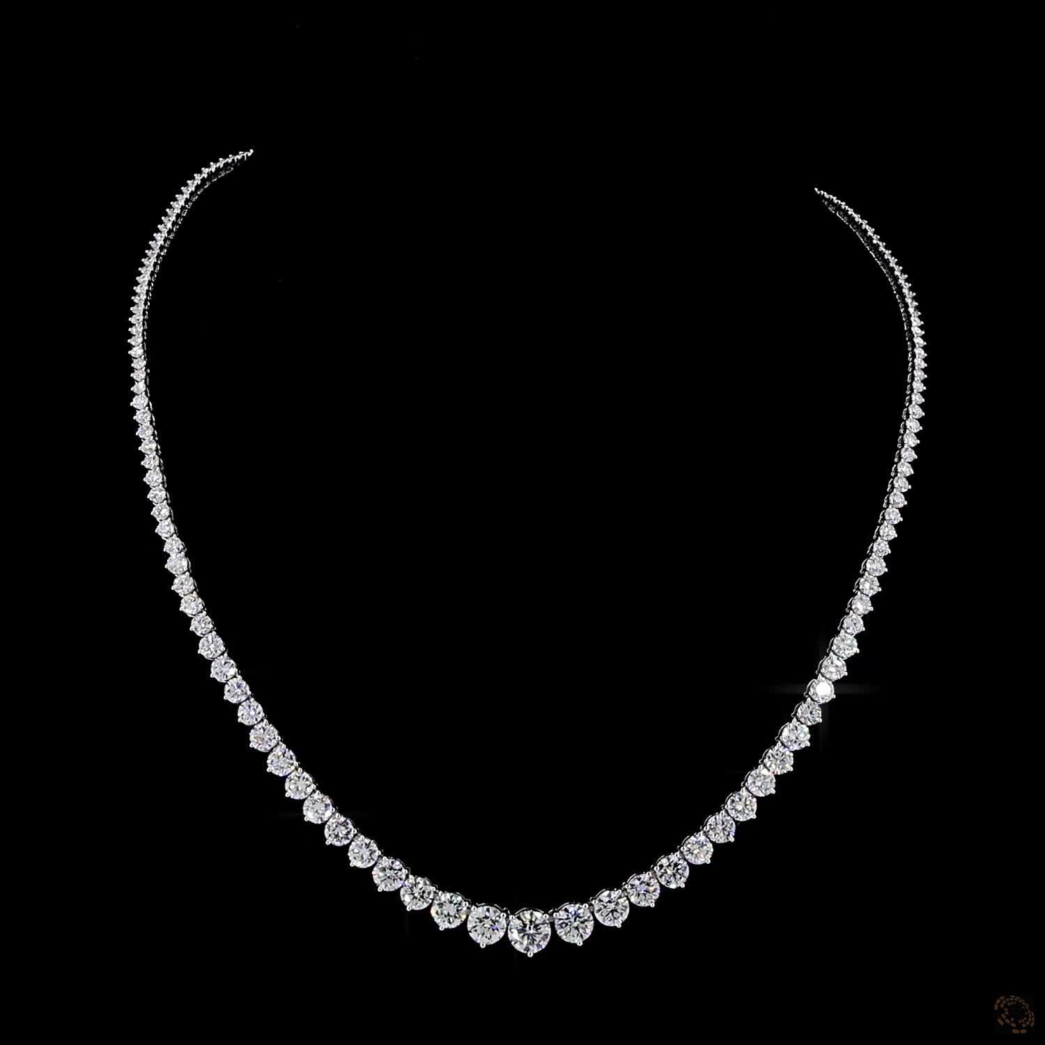 21.17 Ct High-Carat Graduated Round Cut Lab-Grown Diamond Tennis Necklace in 14K White Gold