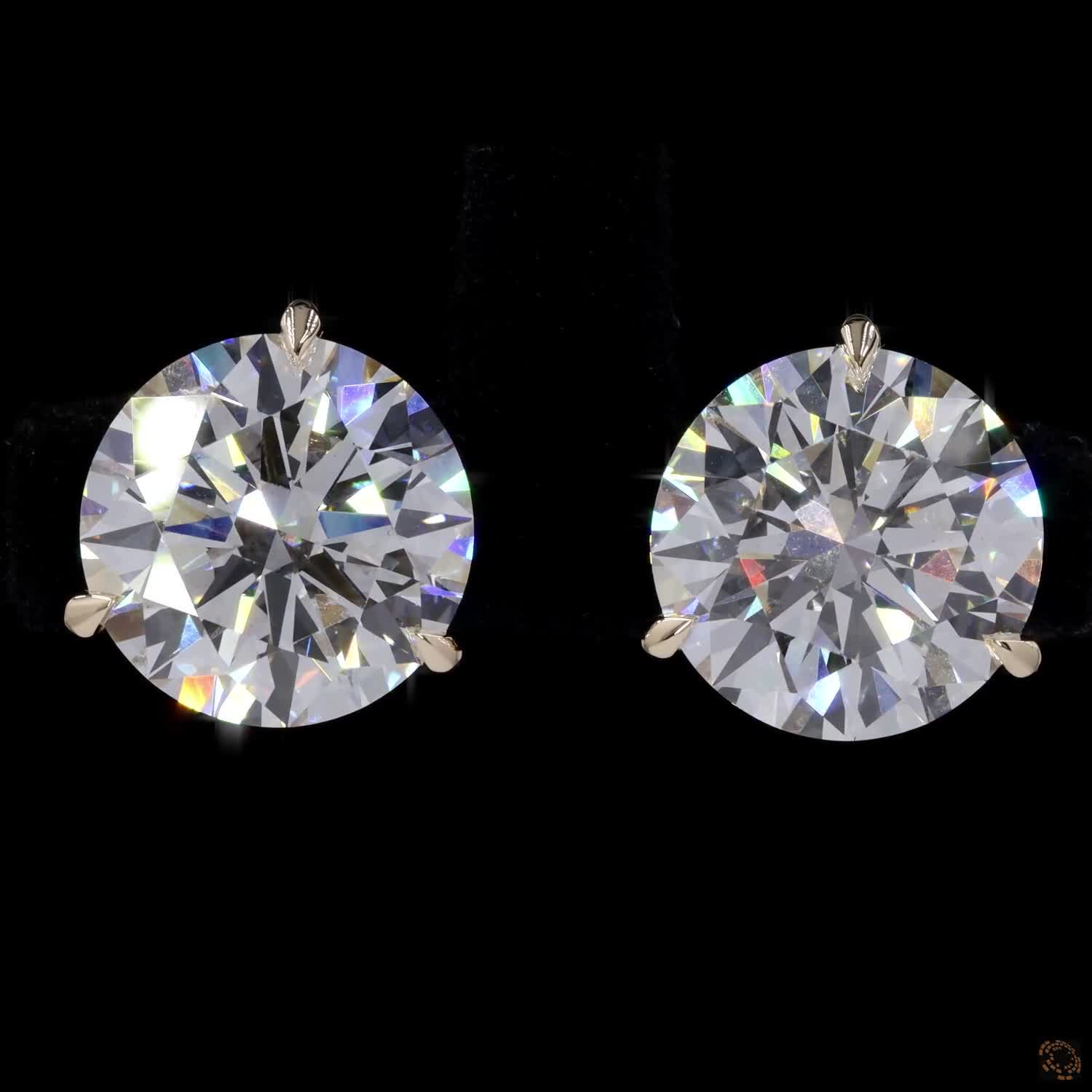 10.16 Ct 3-Prong Martini Setting Round Diamond Stud Earrings