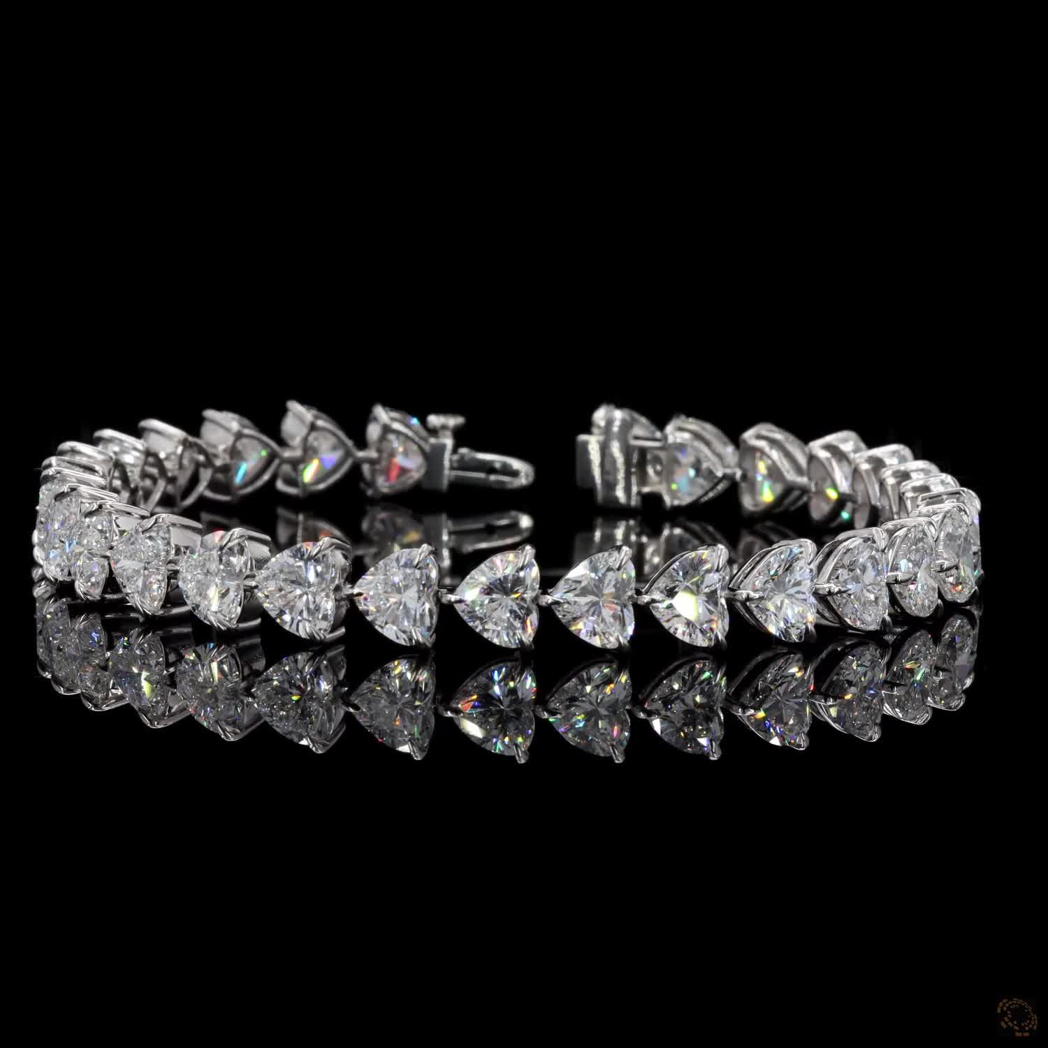 22.70 Ct Heart Shaped Diamond Eternity Tennis Bracelet in White Gold