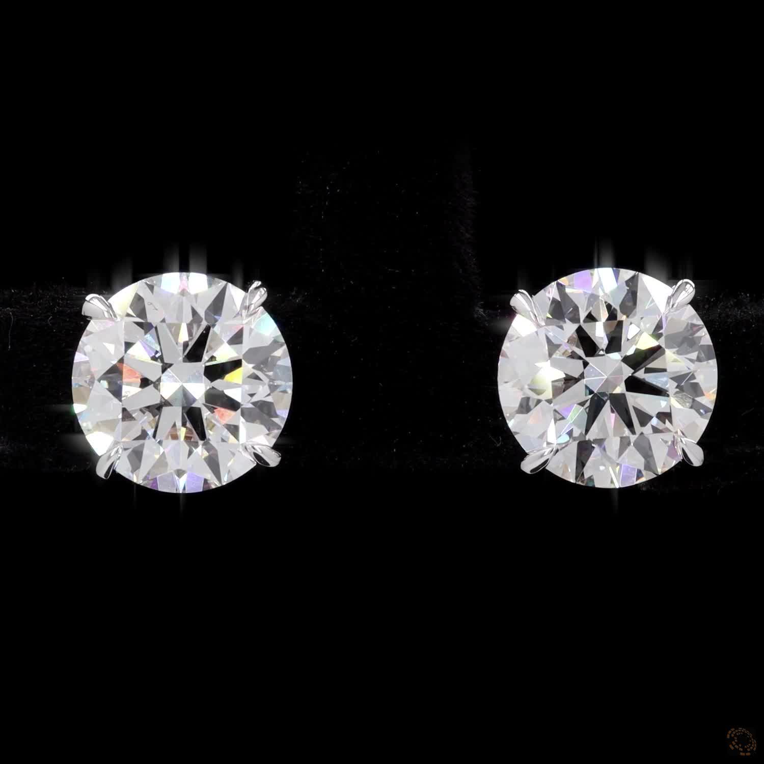 4.10 Ct Classic Round Cut Diamond Solitaire Stud Earrings in 14K White Gold | 4-Prong Basket Setting with Friction Backs