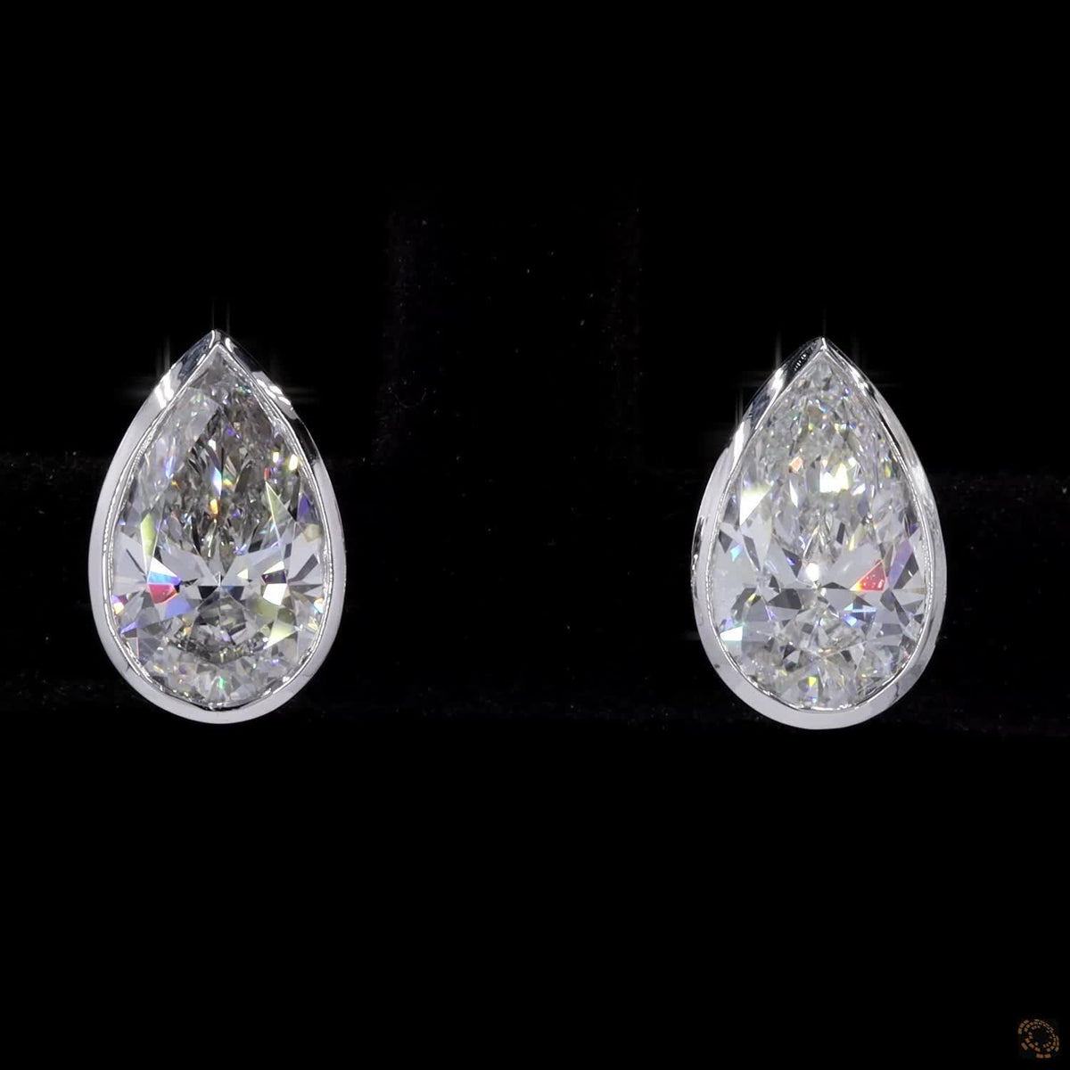 2.07 Ct Bezel-Set Pear Cut Solitaire Diamond Stud Earrings in White Gold