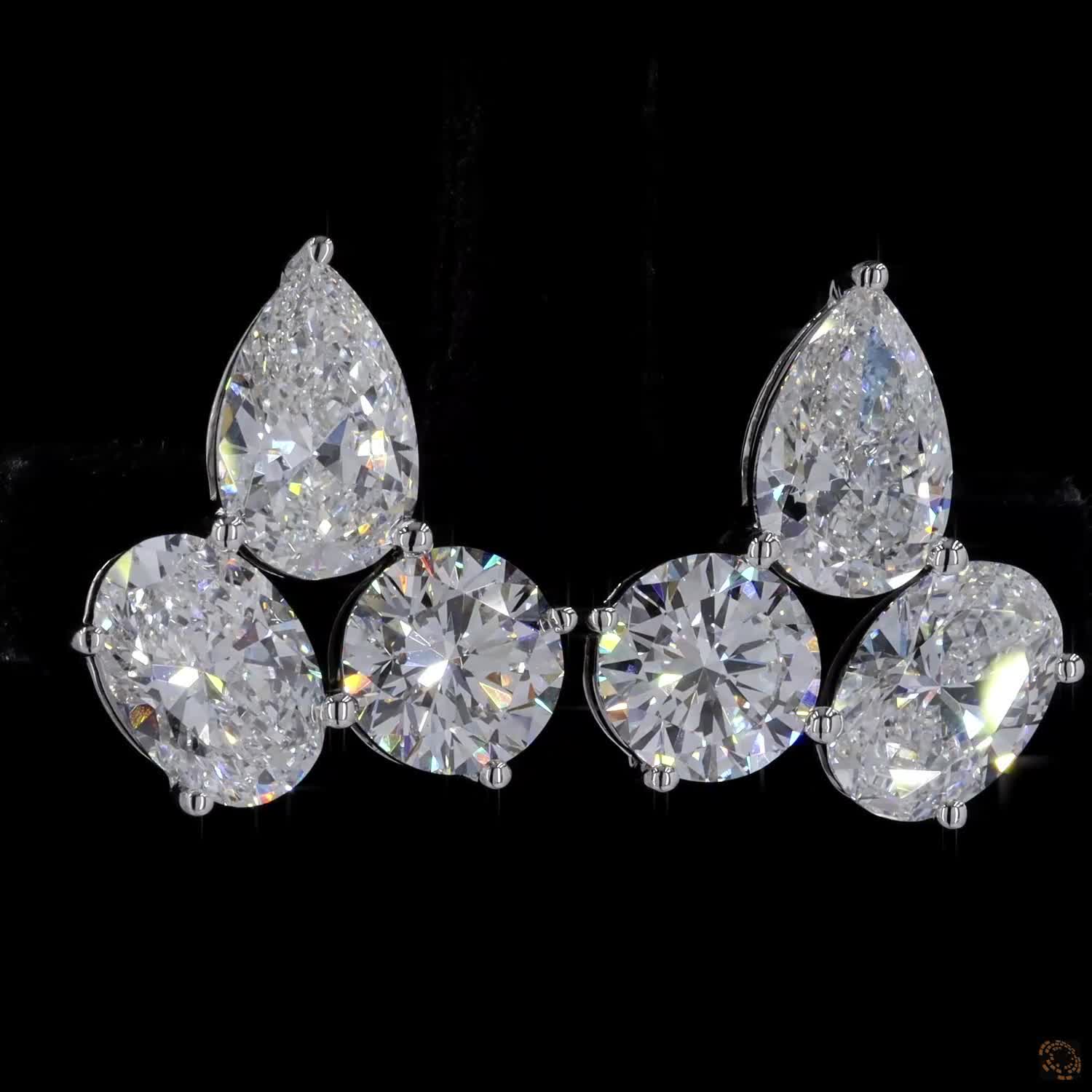 6.43 Cts Mixed Diamond Shape With Cluster Earrings