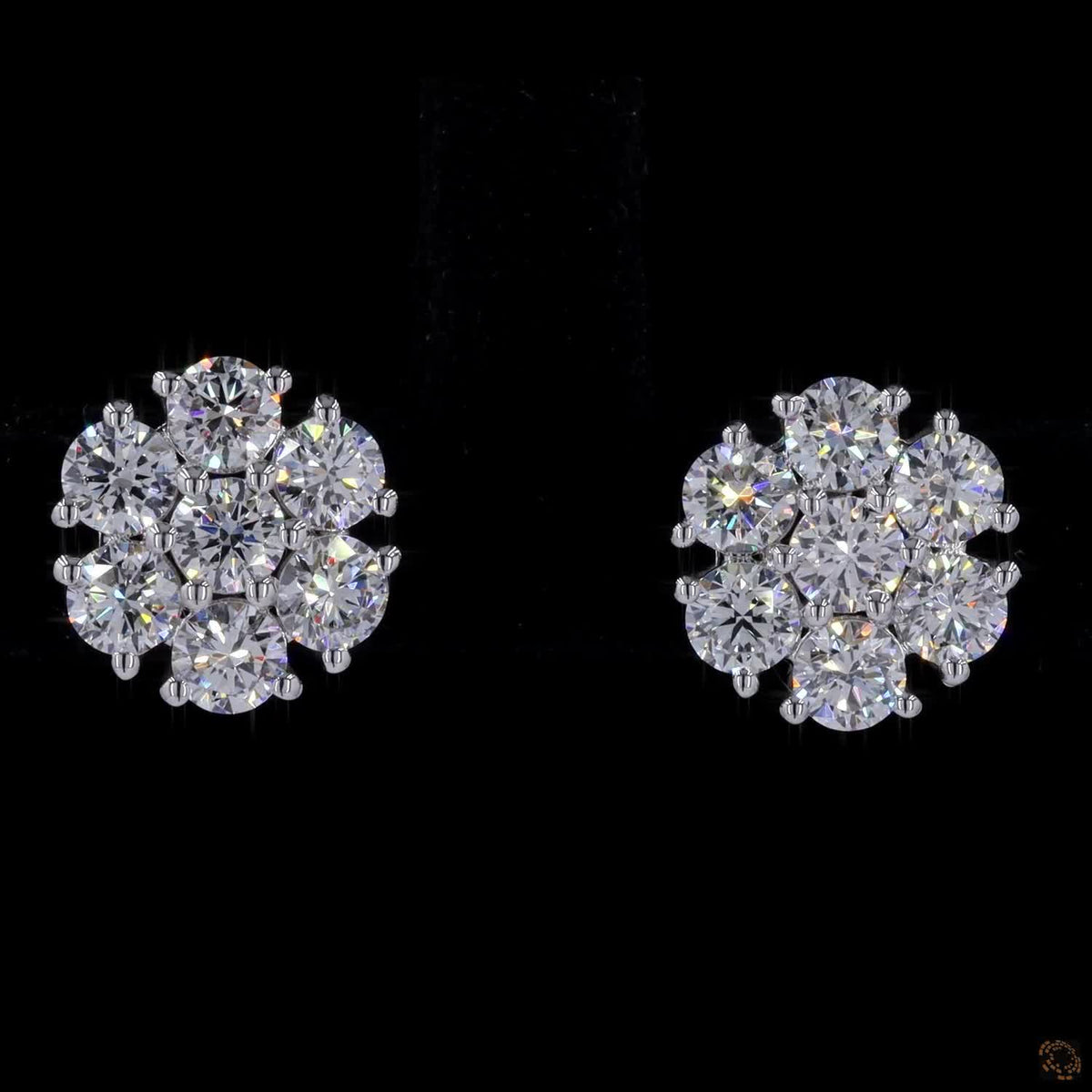 1.4 Ct Round Diamond Cluster Flower Stud Earrings in White Gold