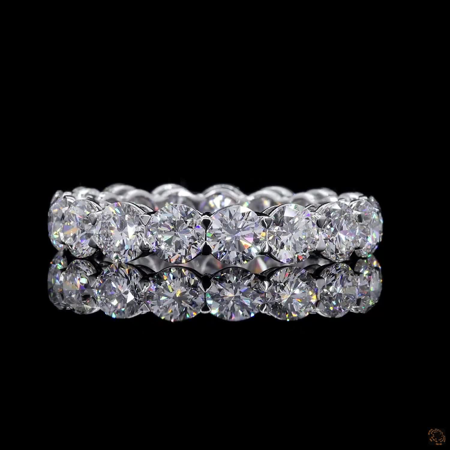 4.42 Ct Full Eternity Wedding Band, Round Brilliant Cut Prong Bridal Band in White Gold