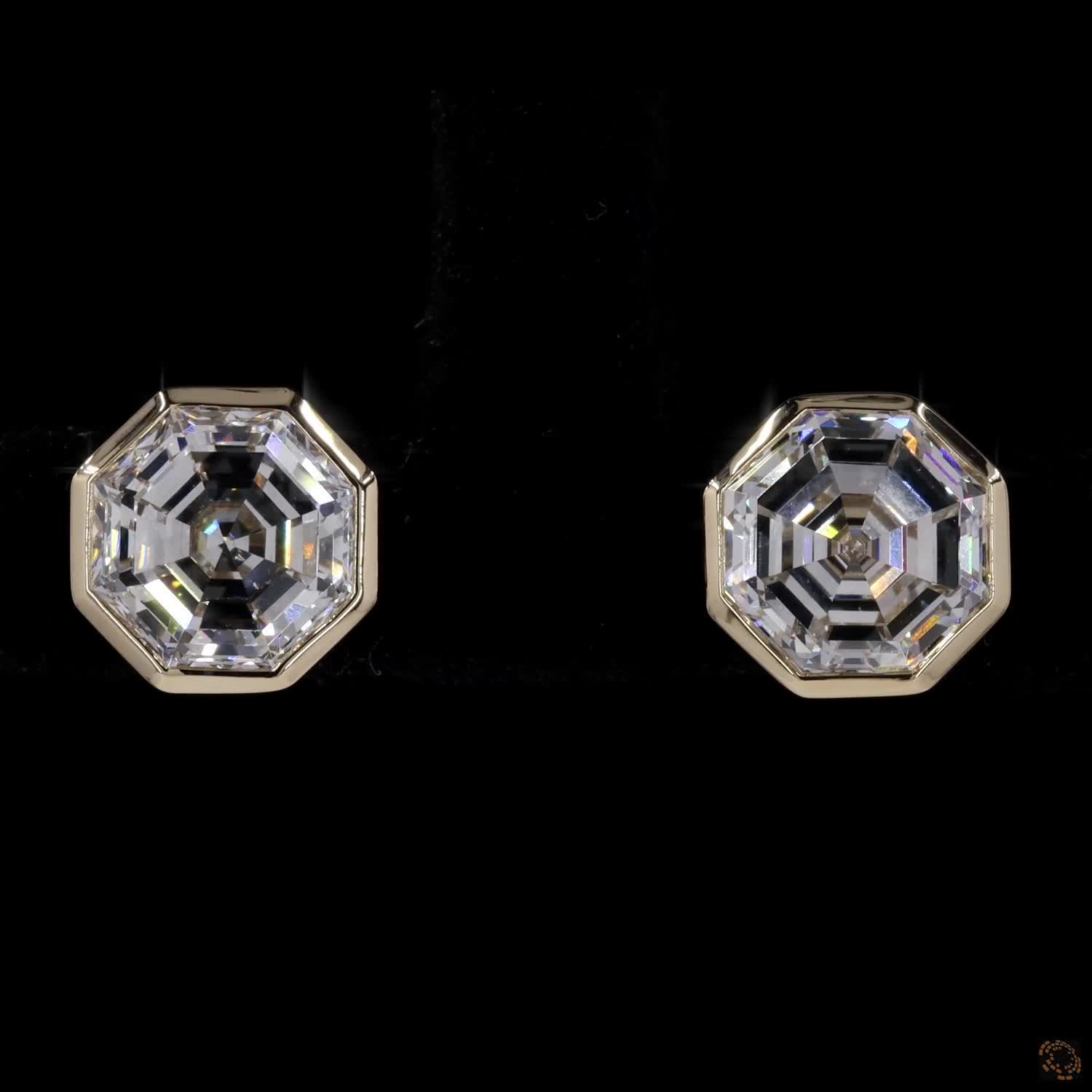 3.10 Ct 14K Yellow GOLD Octagon Shape Studs Earring