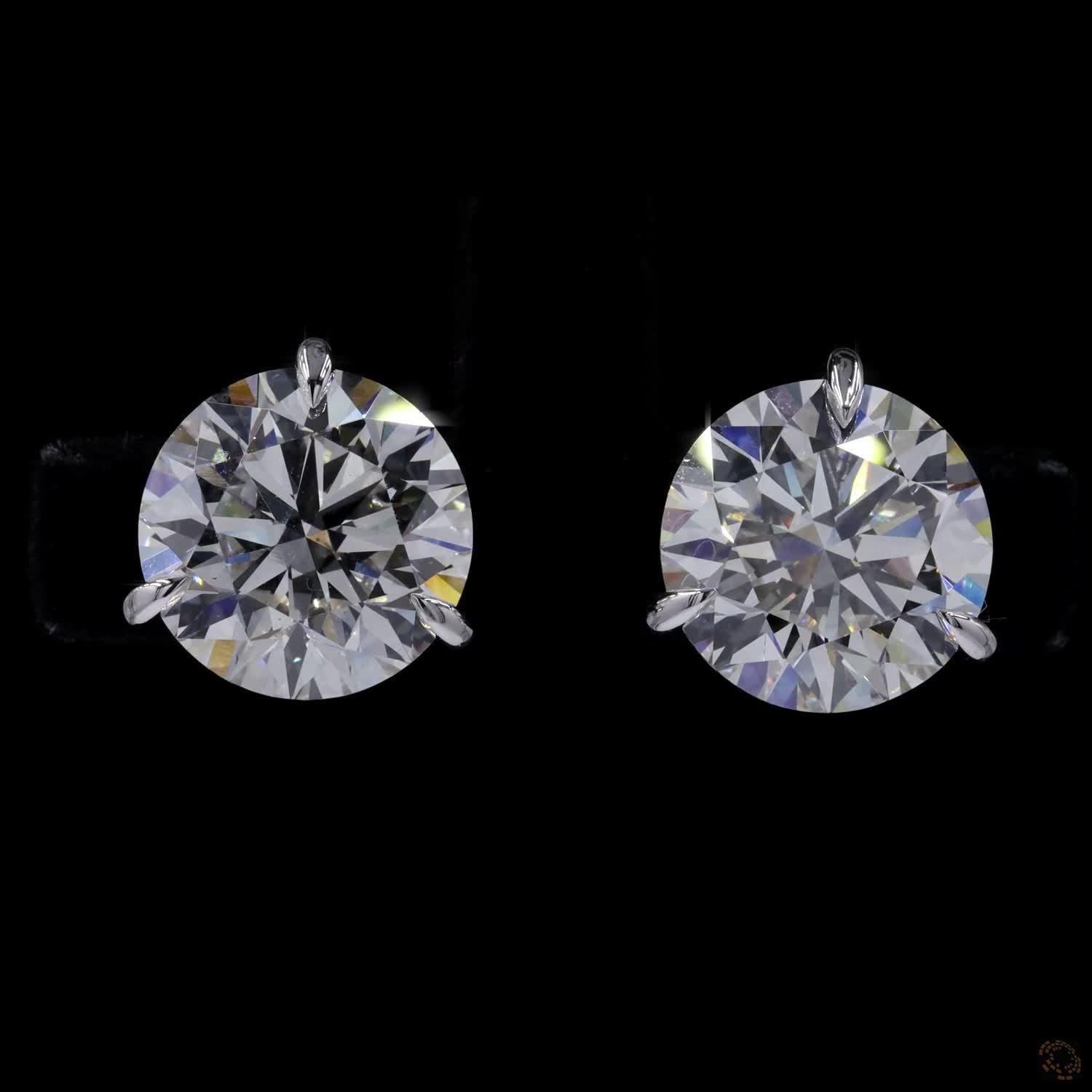 8.04 Ct Solid 14K White Gold Round Brilliant Cut Diamond Stud Earrings – Classic 3-Prong Double-Claw Martini Solitaire Studs
