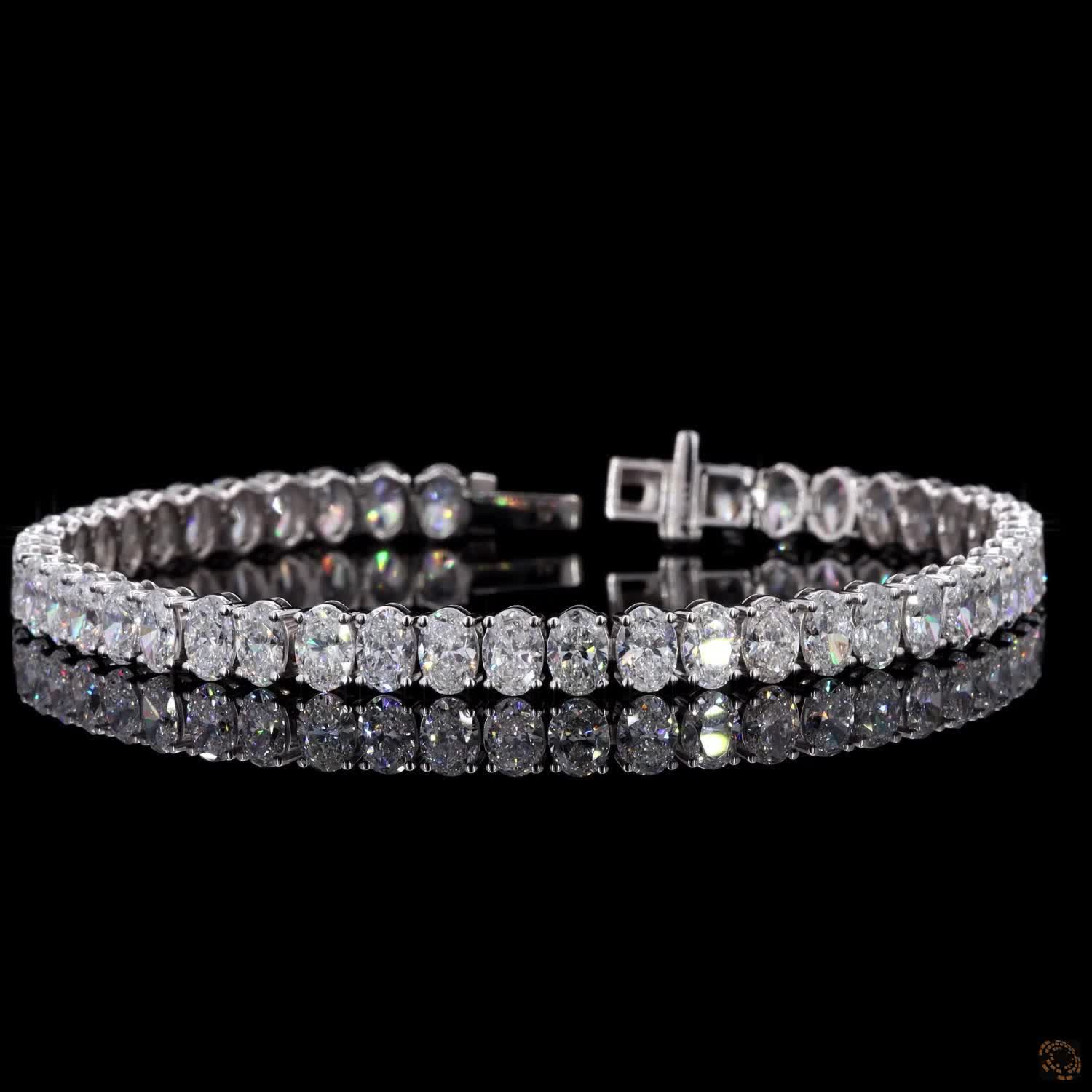 11.87 Ct White Gold Oval  Fancy Bracelet, Vertically Set Oval Cut Eternity Line Bracelet, Modern Fine Jewelry Gift