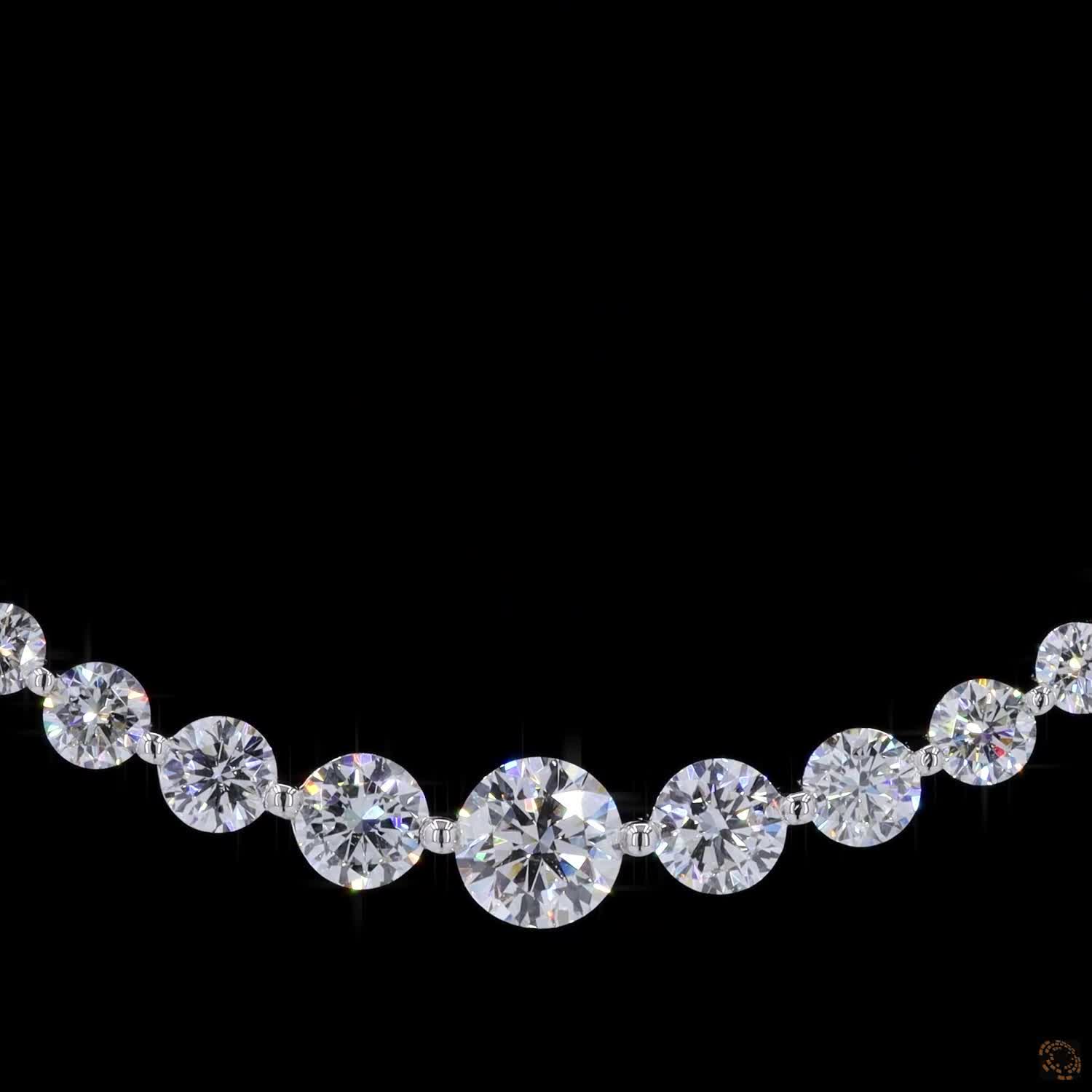 2.10 Cts Necklace with Brilliant Round-Cut Stones in White Gold