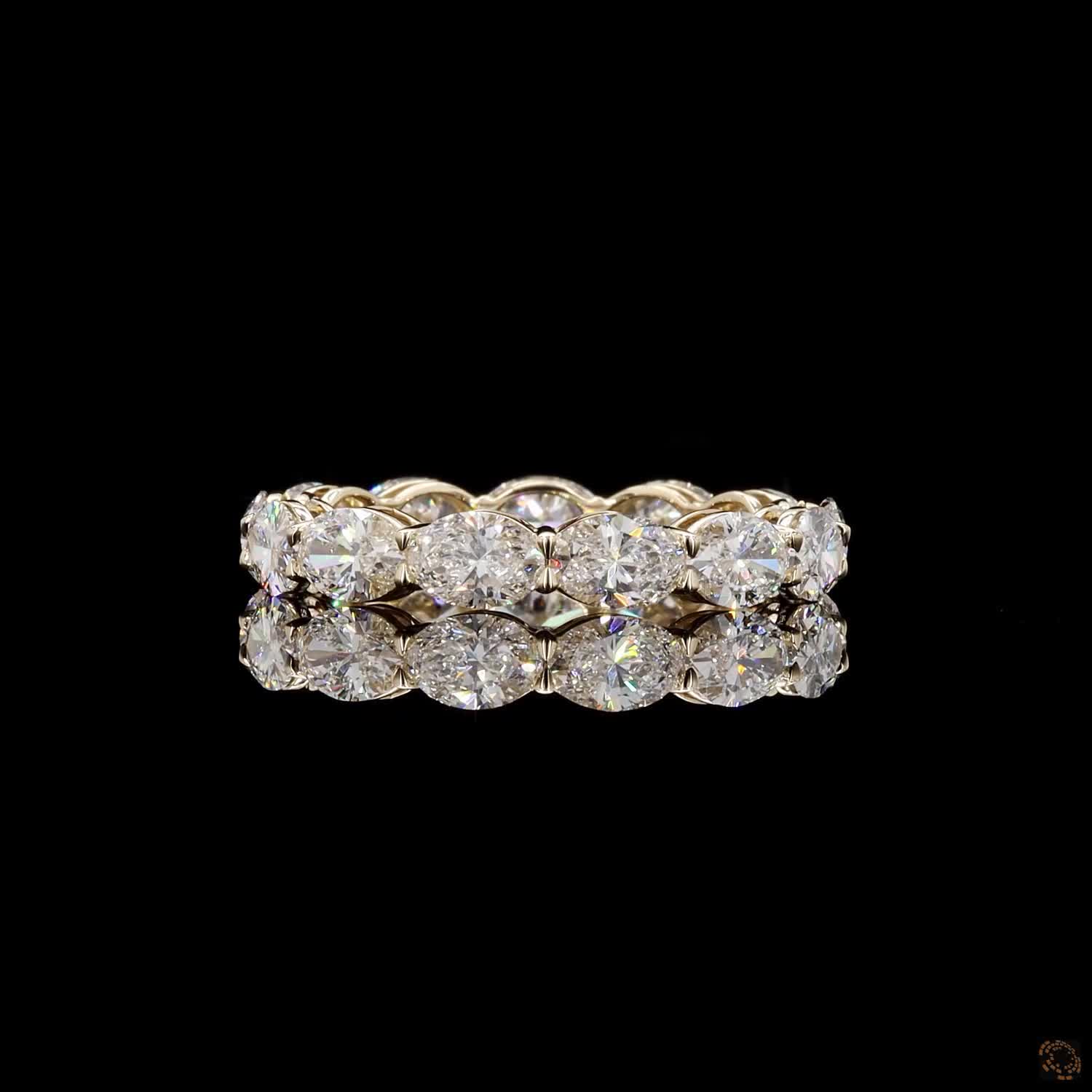3.35 Ct East-West Oval Cut Diamond Eternity Ring in Yellow Gold