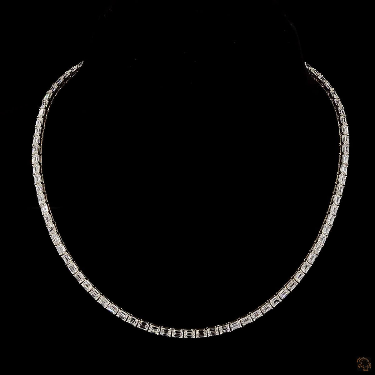 19.08 Ct East-West Emerald Cut Diamond Tennis Necklace in Yellow Gold