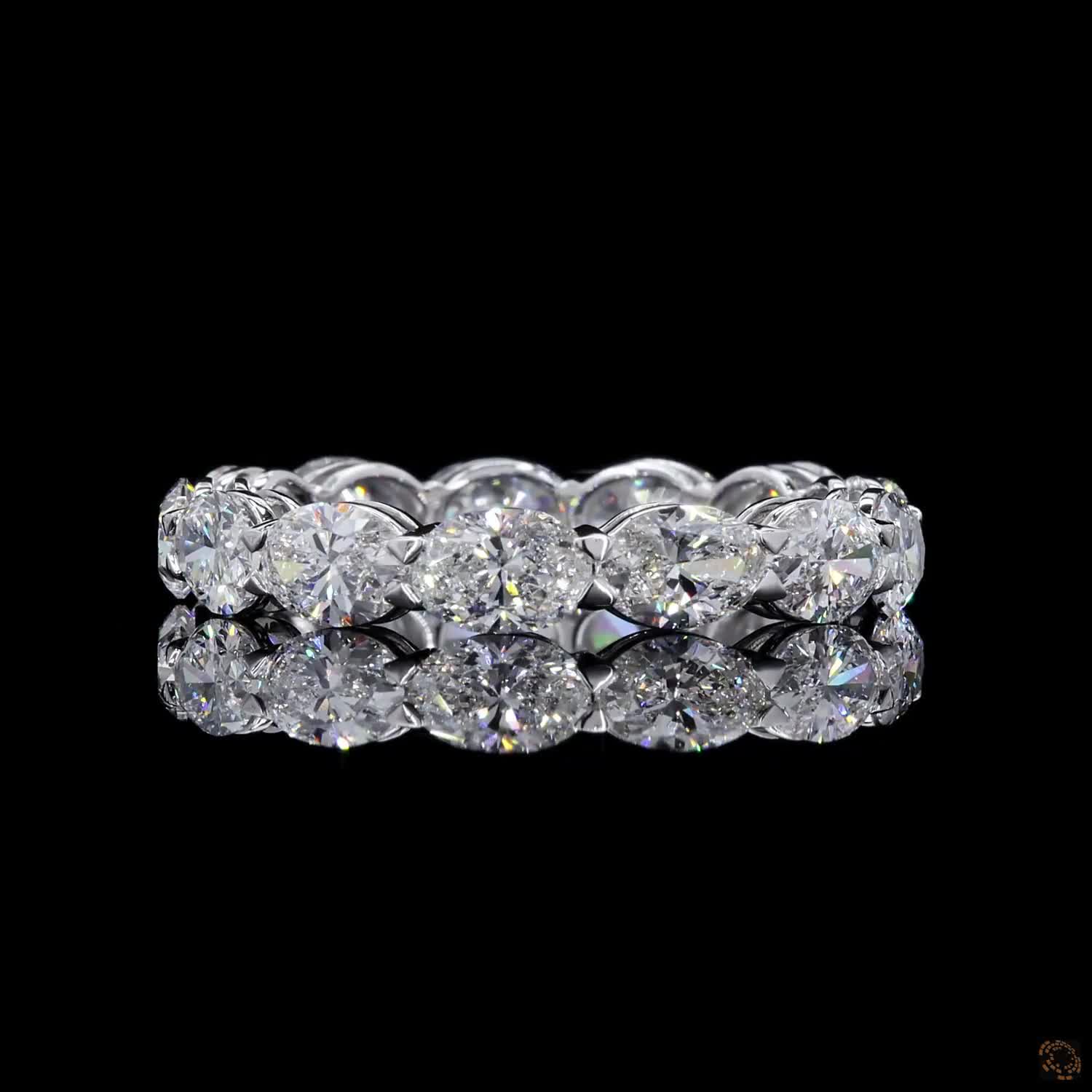 3.29 Ct East-West Oval Cut Diamond Eternity Band in White Gold