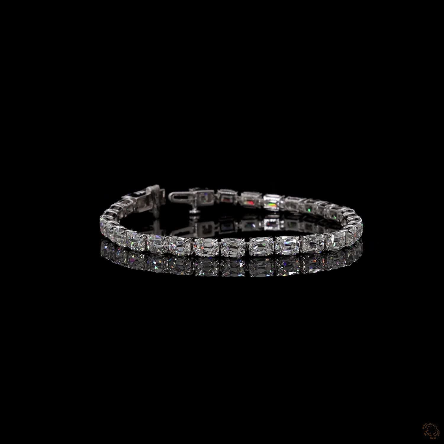 13.23 Ct Radiant Cut Tennis Bracelet in 14K White Gold | 4-Prong East-West Radiant Eternity Line Bracelet