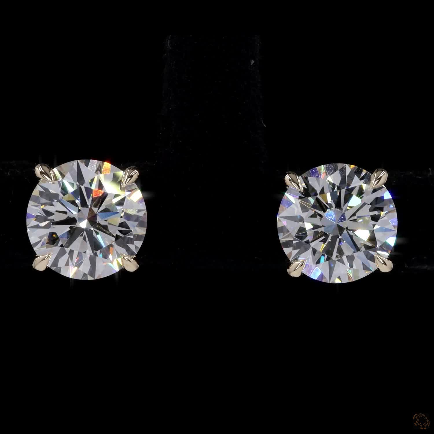 3.10 Ct Round Cut Diamond Solitaire Stud Earrings in 14K Yellow Gold | 4-Prong Claw Basket Setting