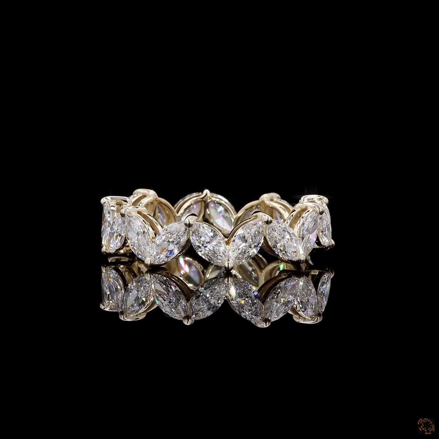 2.77 Ct Marquise Cut Diamond Eternity Ring | 14K Yellow Gold Lab Grown Diamond Wedding Band