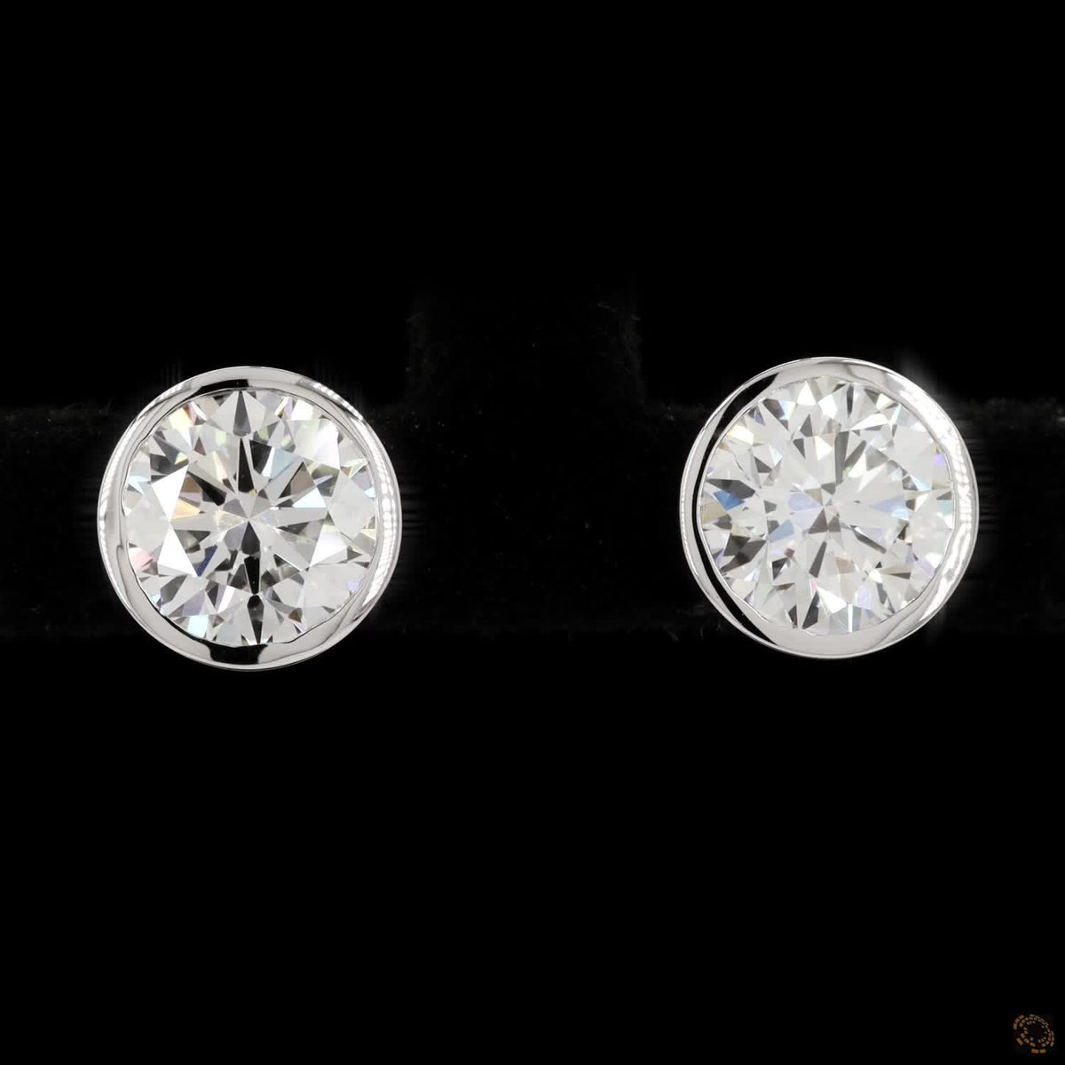 3.04 Ct Bezel-Set Solitaire Diamond Stud Earrings in 14K White Gold