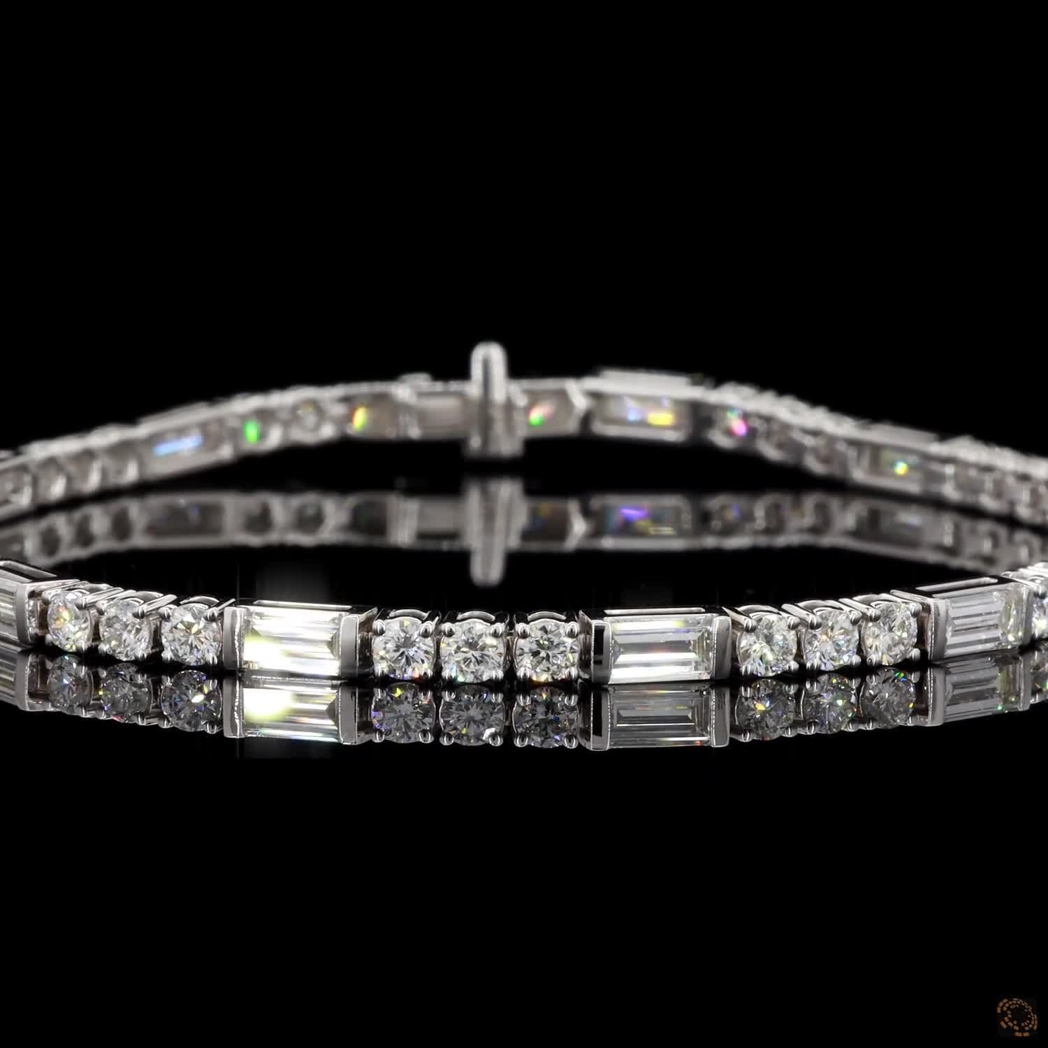 4.75 Ct 14K White Gold Round  Dainty Tennis Bracelet with Double Latch Box Clasp