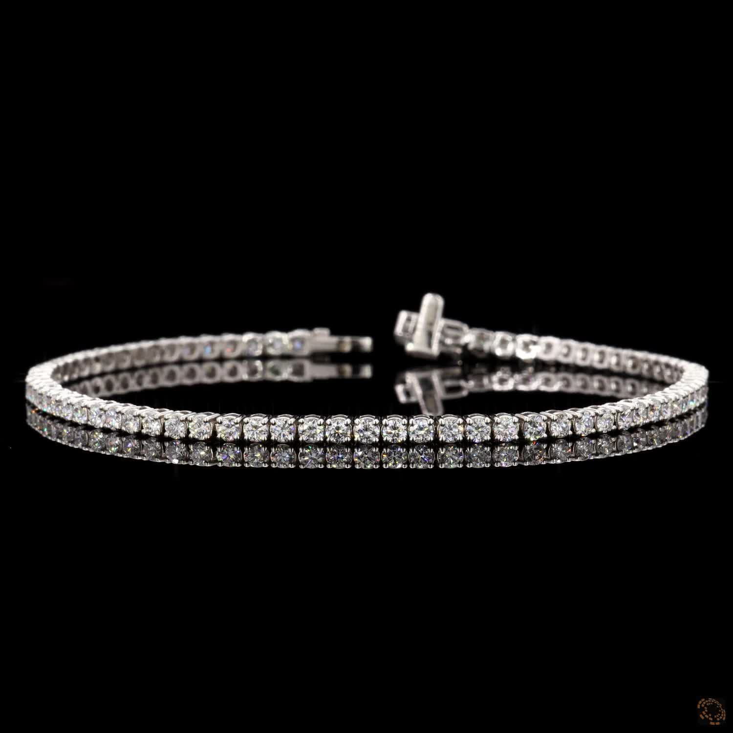 2.53 Ct White Gold Round Cut Tennis Bracelet, Dainty Uniform Eternity Line Bracelet, Elegant Stacking Fine Jewelry Gift for Her