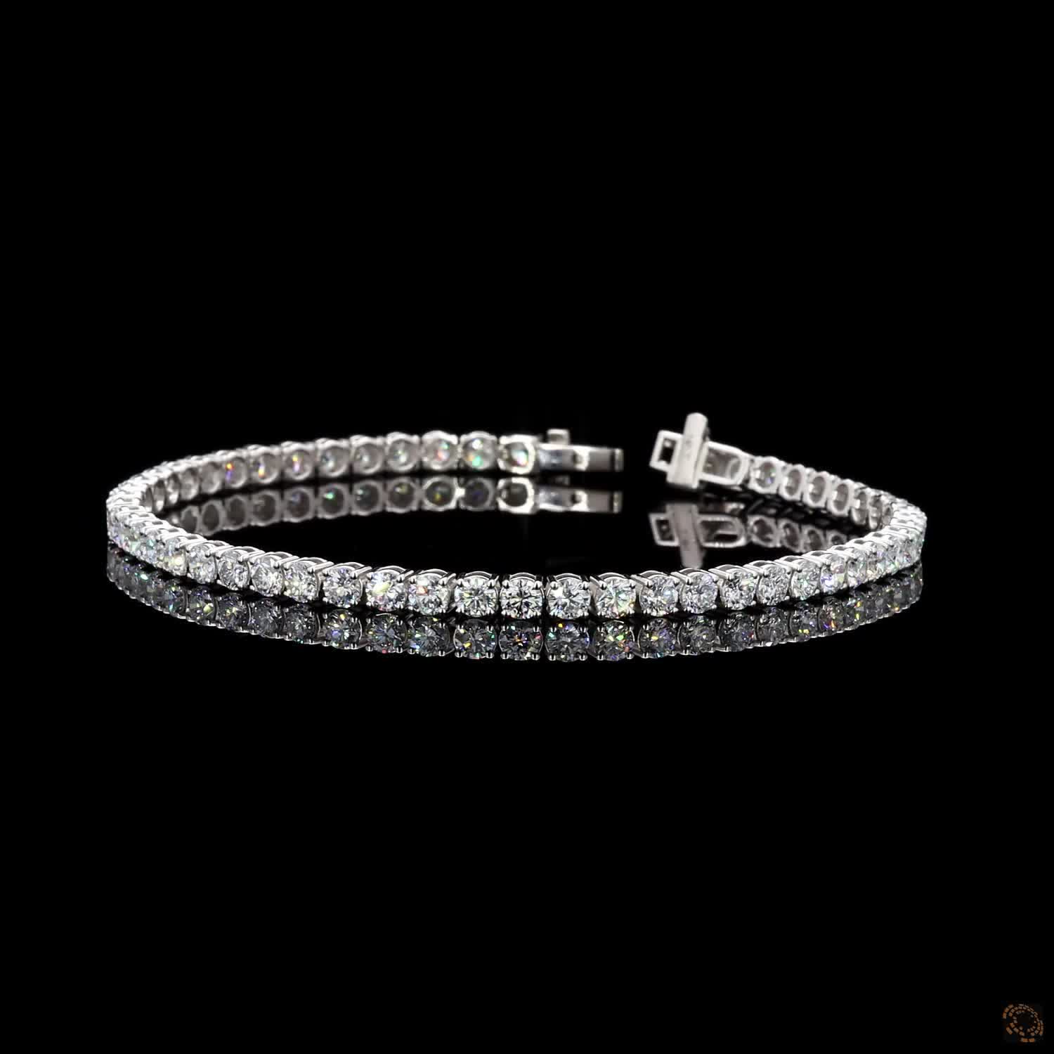 5.92 Ct White Gold Round Cut Moissanite Tennis Bracelet, Traditional 4-Prong Eternity Line Bracelet, Icy Fine Jewelry Gift for Her