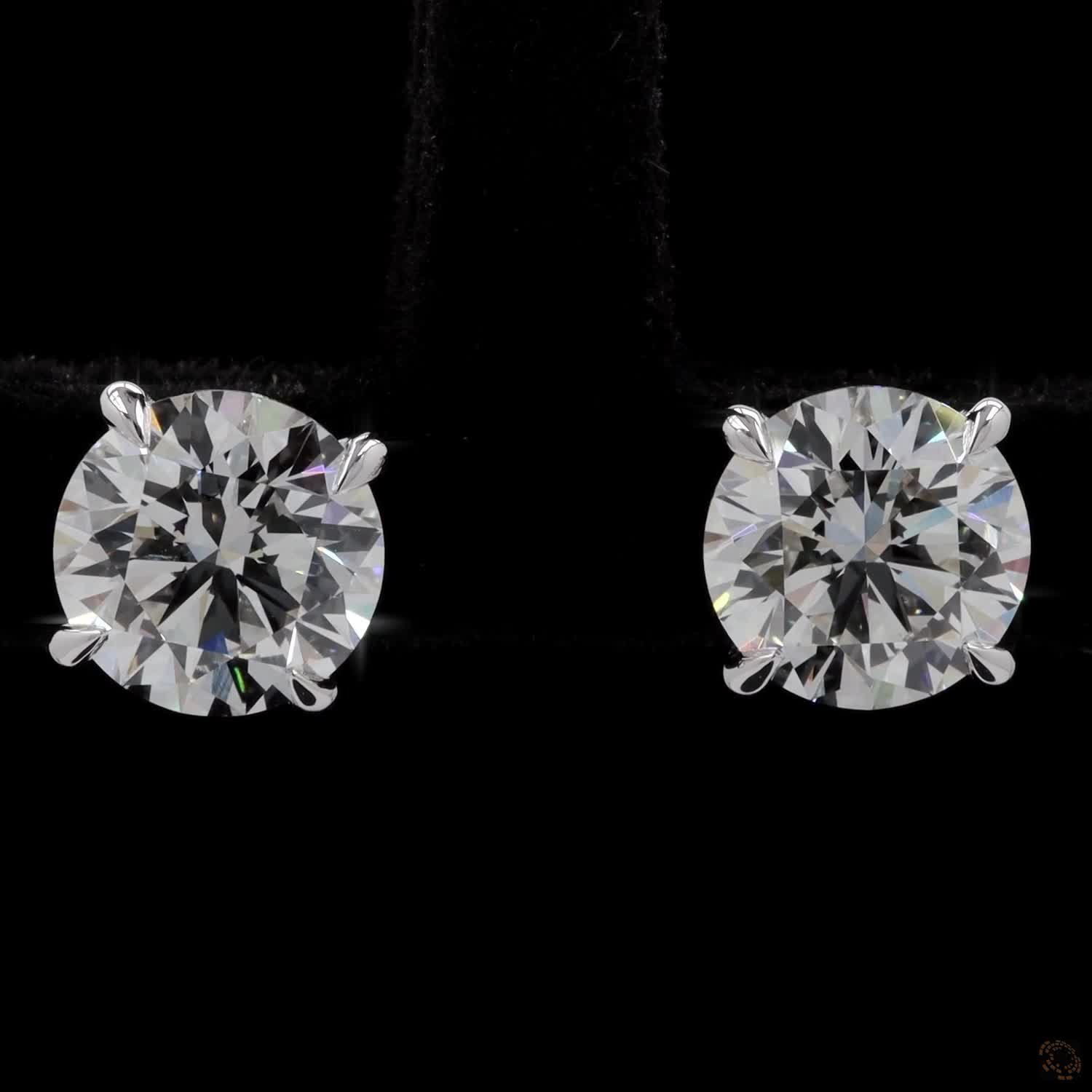 4.07 Ct Round Diamond Solitaire Stud Earrings, High-Polish 14K White Gold Double-Claw Studs for Women