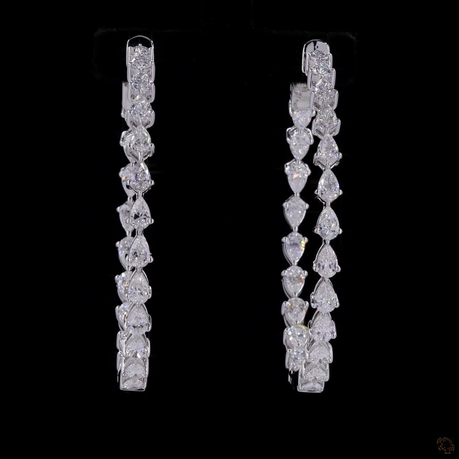 4.44 Ct White Gold Pear-Cut Diamond Inside-Out Hoop Earrings