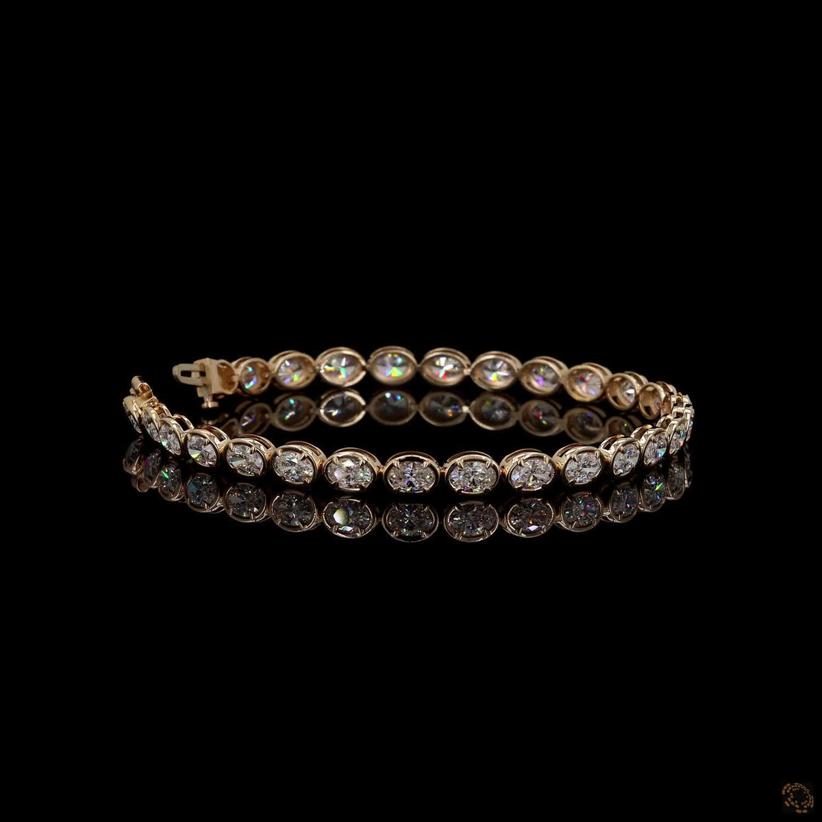 6.92 Ct Bezel-Set Oval Cut Diamond Tennis Bracelet in Yellow Gold