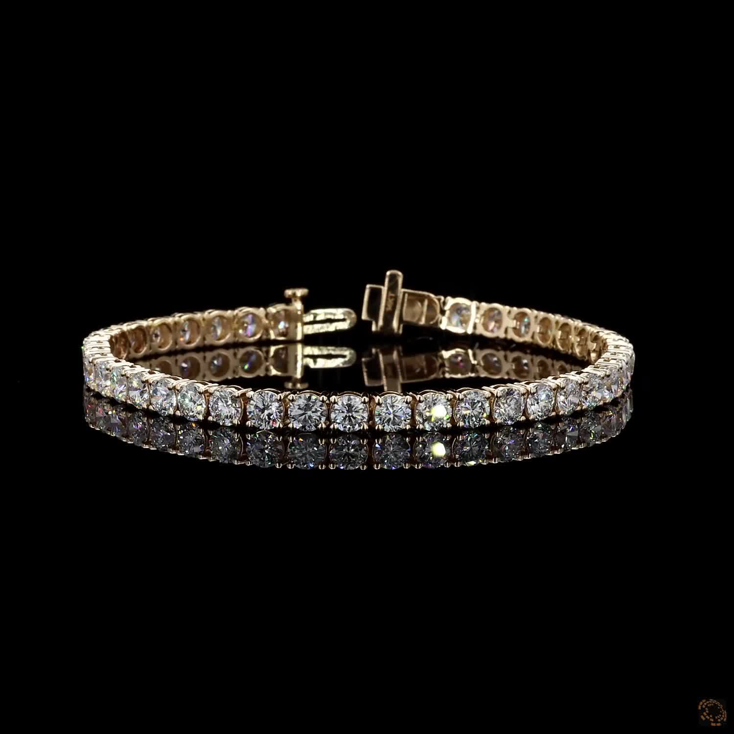 10.64 Ct Graduated Round Cut Tennis Bracelet in 14K Yellow Gold | Center-Focused Diamond Alternative Line Bracelet