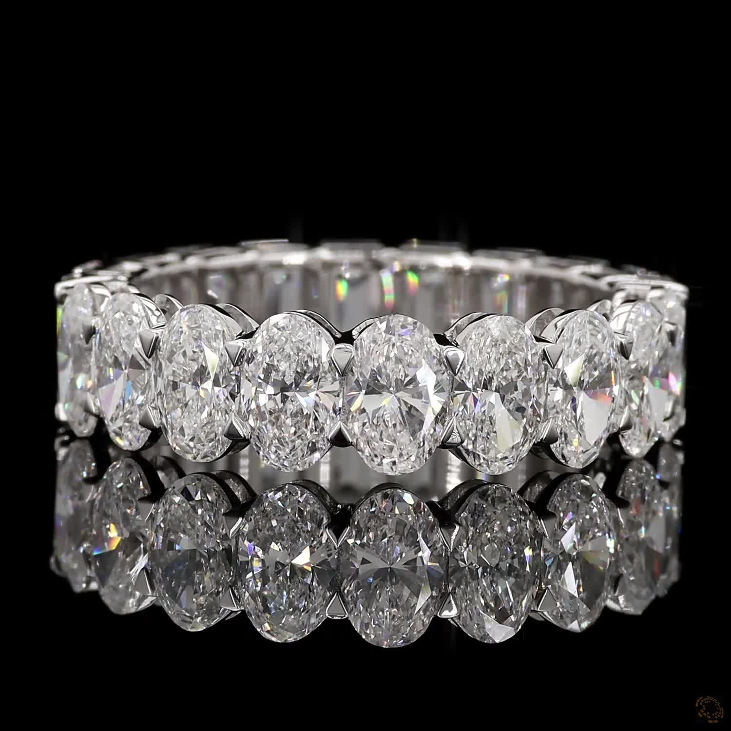 6.01 Ct Oval and Emerald Cut Diamond Band, Two-in-One Diamond Eternity Ring, Split Style Diamond Band, Mixed Cut Diamond Eternity Ring, Half Oval Half Emerald Diamond Band
