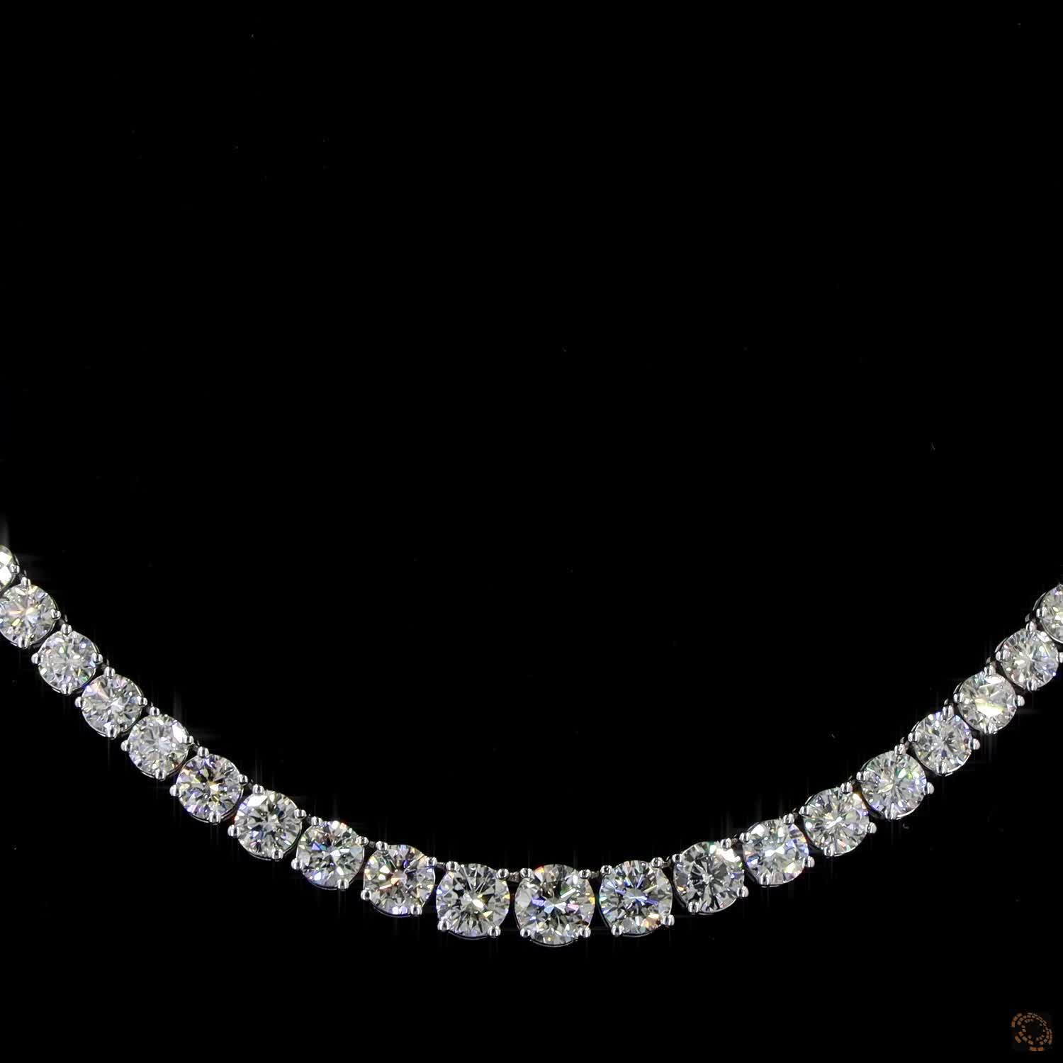 9.18 Cts 14K WHITE GOLD Round Shape Tennis Necklace