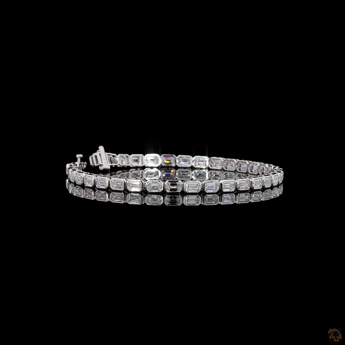 12.74 Ct Bar Set Emerald Cut Diamond Bracelet, Emerald Cut Tennis Bracelet White Gold, Horizontal Bar Diamond Bracelet, Minimalist Emerald Cut Bracelet